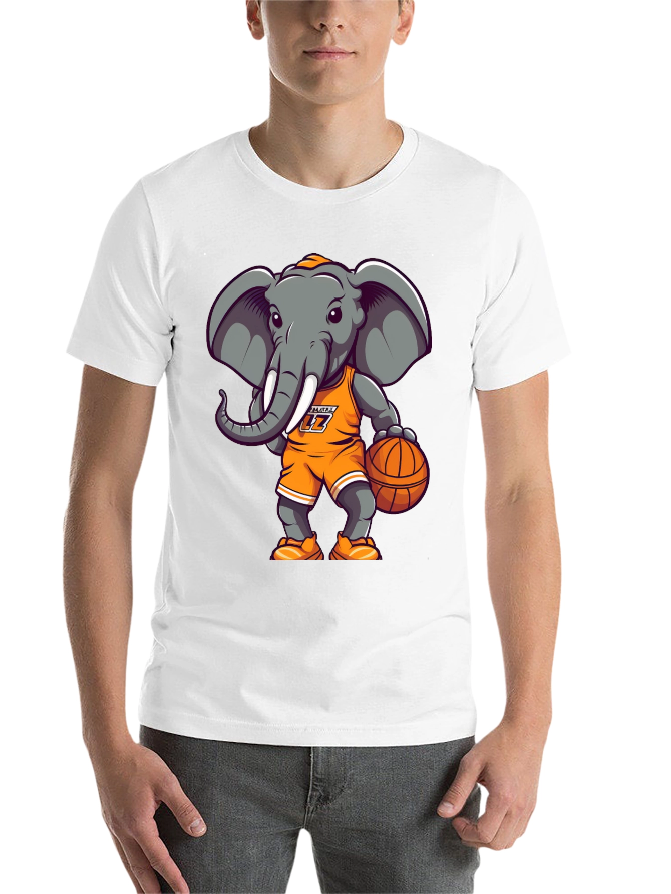 Black Cartoon Elephant Basketball T-Shirt view 14