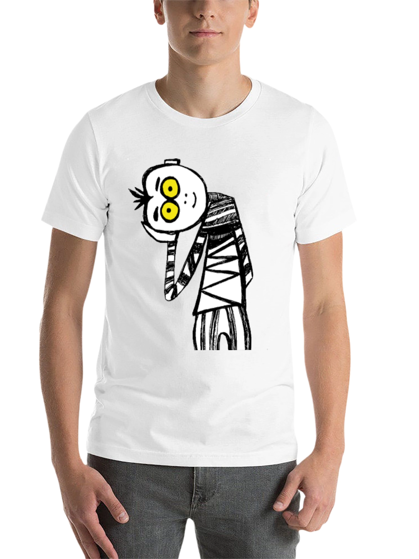 Black Whimsical Cartoon Character Graphic T-Shirt view 14
