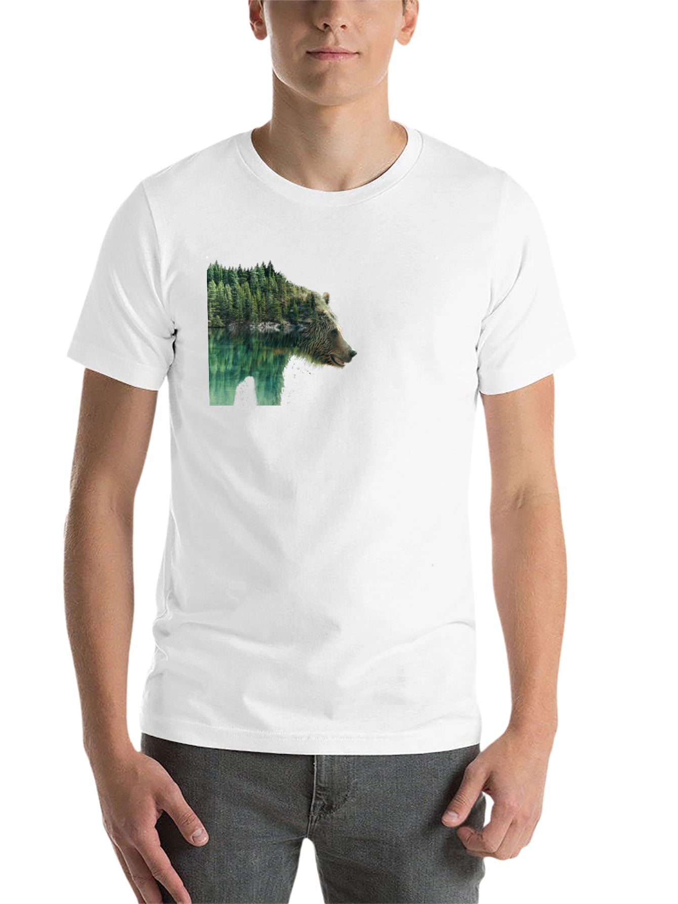 Black Bear & Forest Graphic Tee - Nature Inspired Print view 14