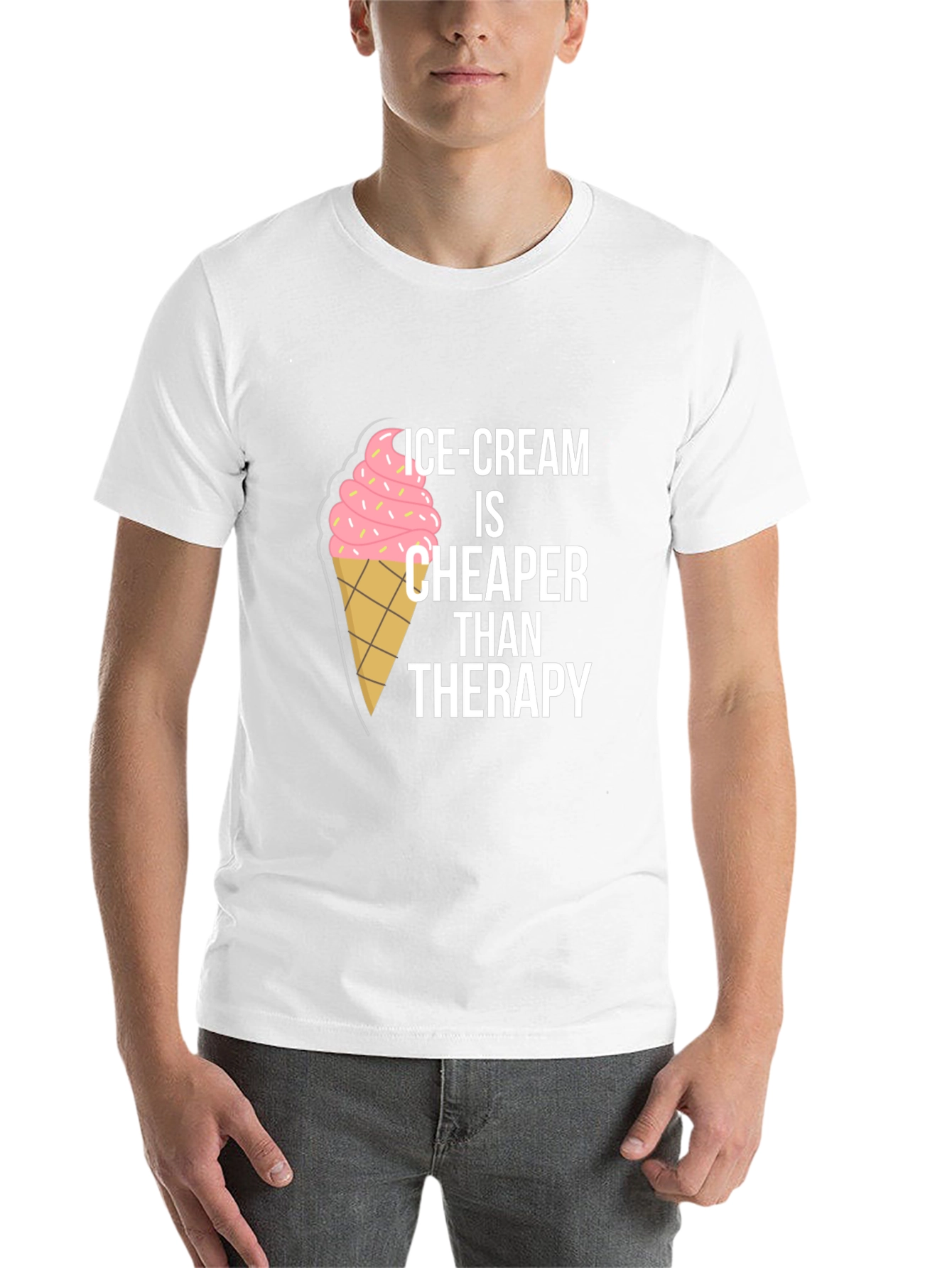 Black Ice Cream Cheaper Than Therapy Graphic Tee view 14