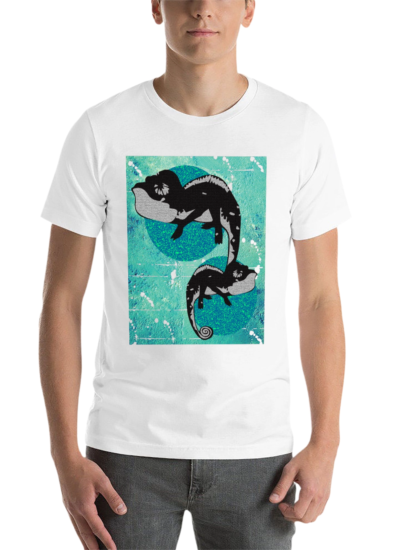 Black Chameleon Graphic Print Black T-Shirt view 14