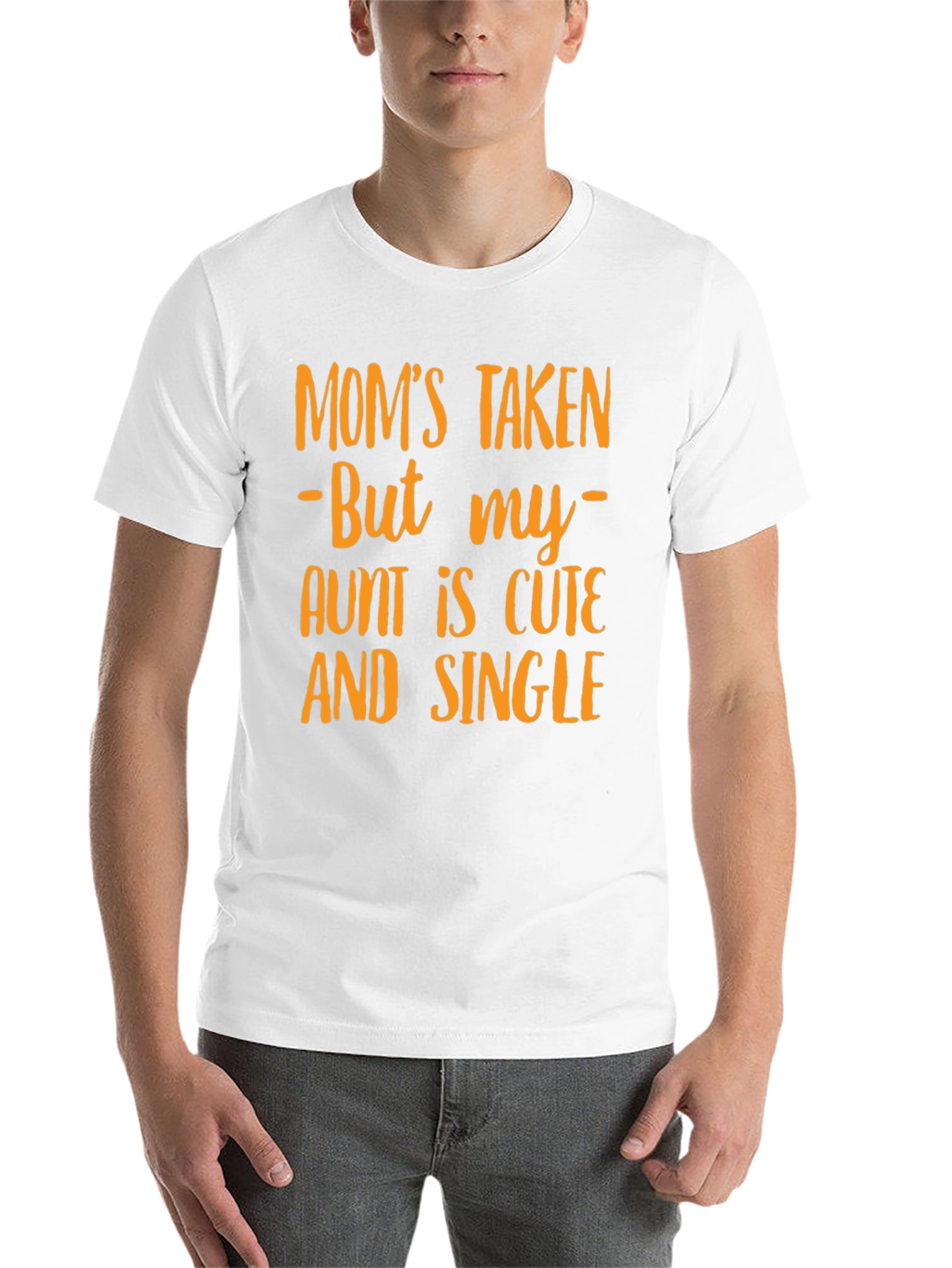 Black Funny "Mom's Taken Aunt Single" Graphic T-Shirt view 14