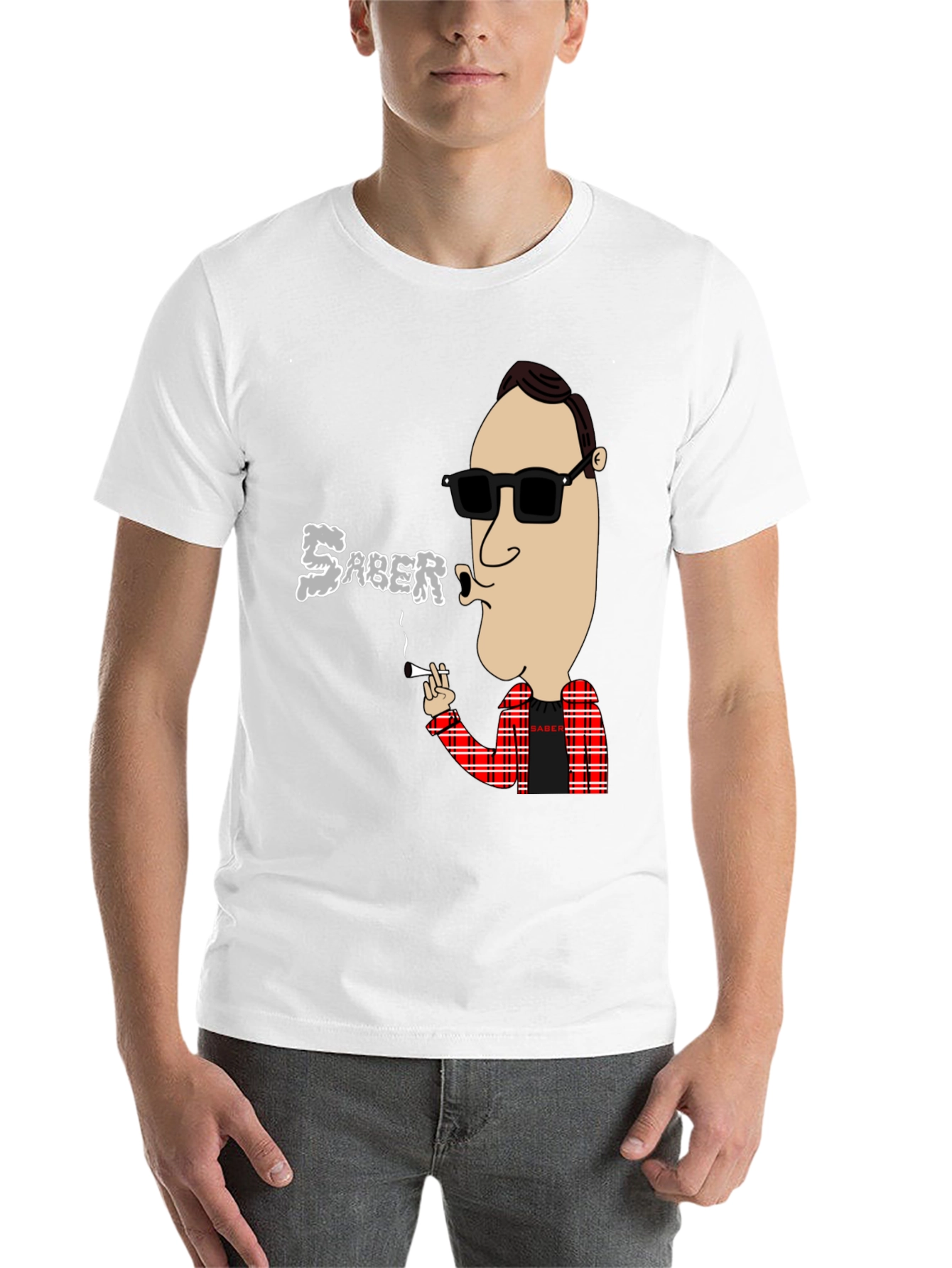 Black Saber Smoking Cartoon T-Shirt view 14