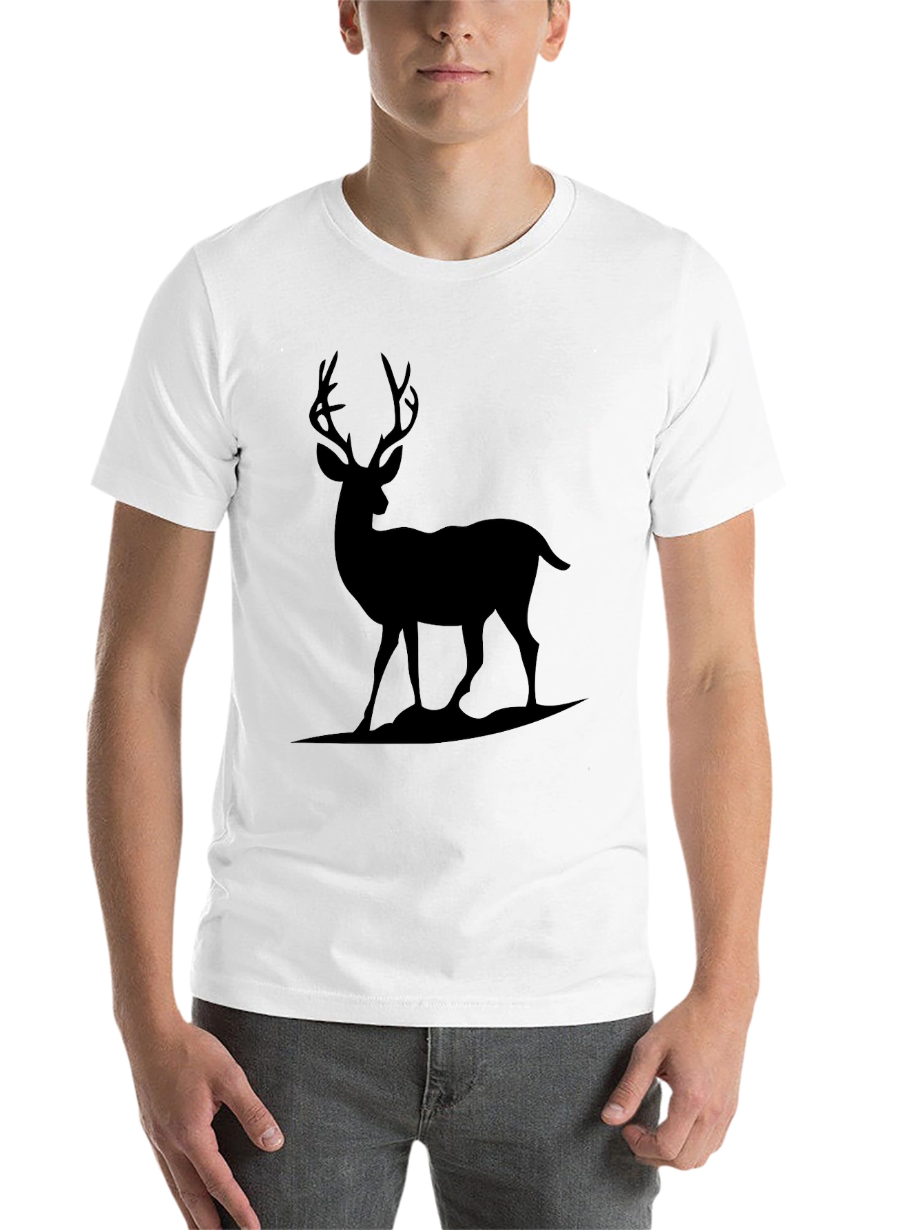 Black Deer Graphic Print Crew Neck Tee view 14