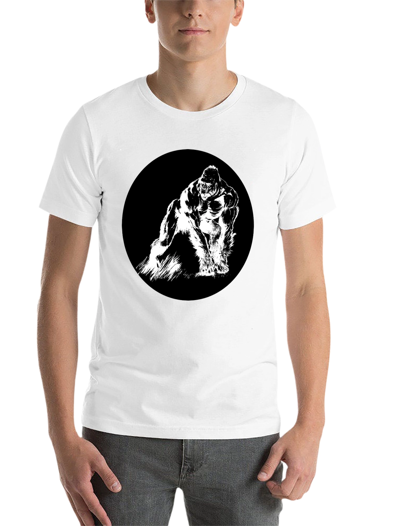 Black Gorilla Graphic Tee - Black Crew Neck T-Shirt view 14