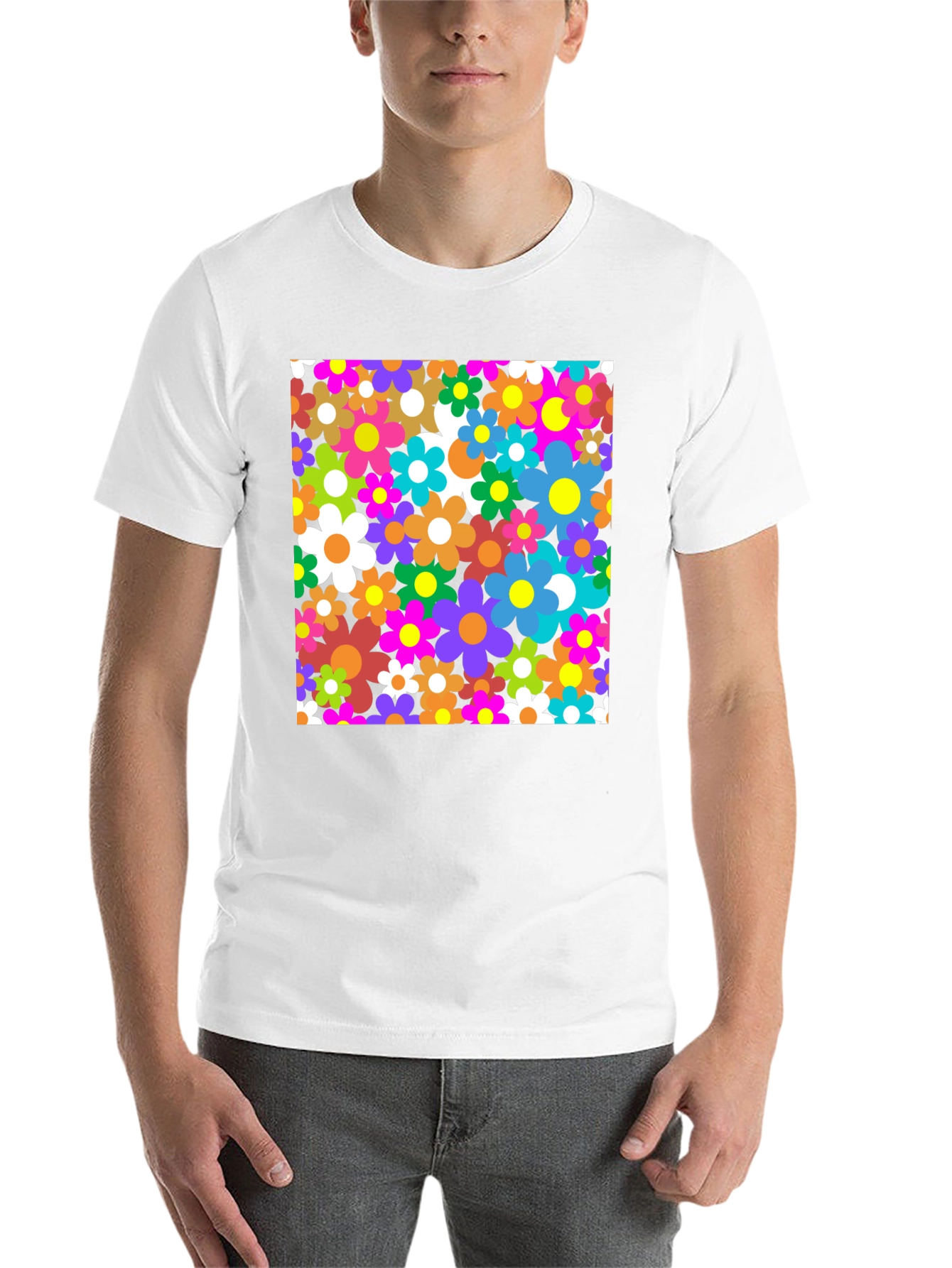 Black Retro Floral Graphic Tee - Black Cotton view 14