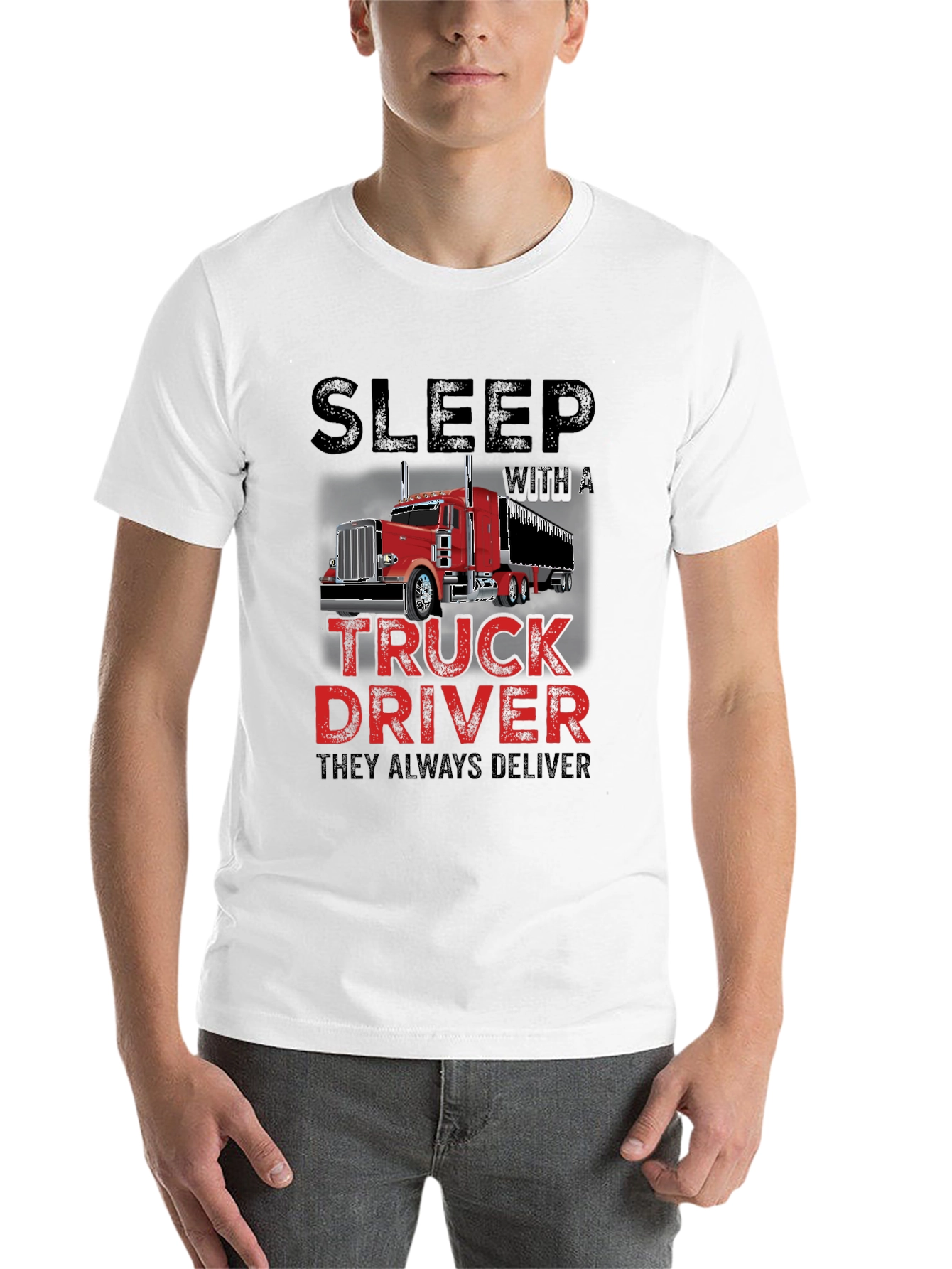Black Sleep With a Truck Driver T-Shirt view 14