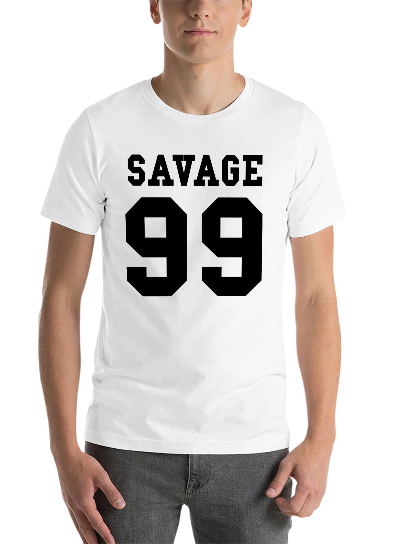 Black Savage 99 Men's Black Graphic T-Shirt view 14