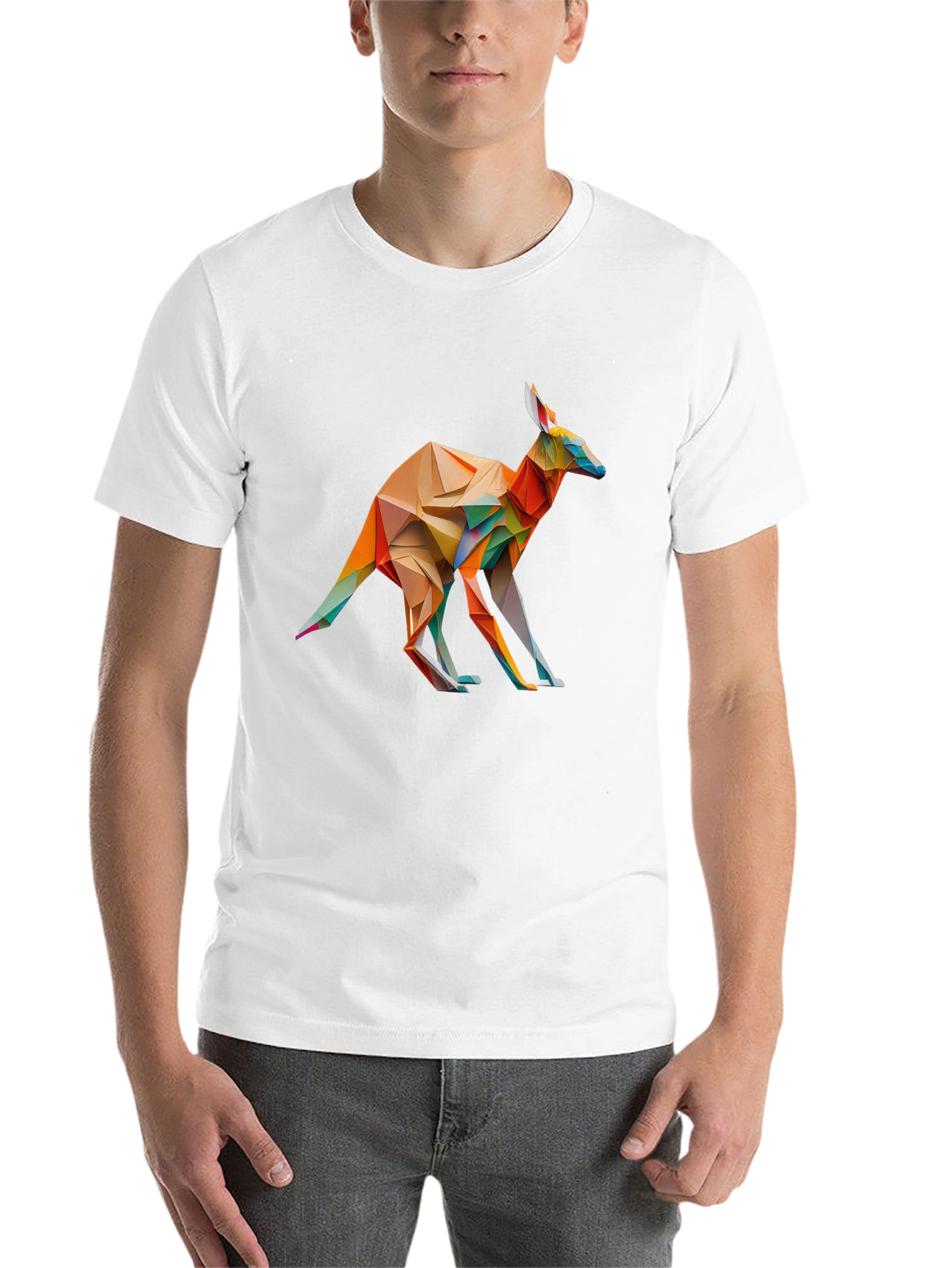 Black Abstract Geometric Kangaroo Black T-Shirt view 14