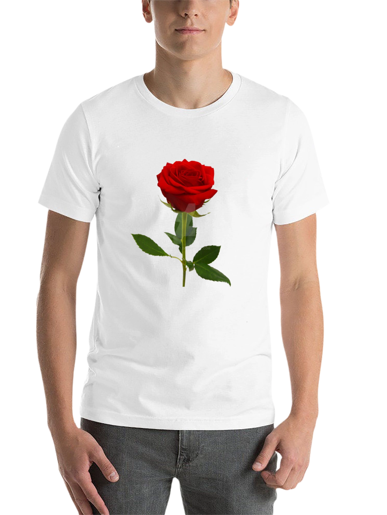 Black Classic Red Rose T-Shirt - Elegant Floral Design view 14