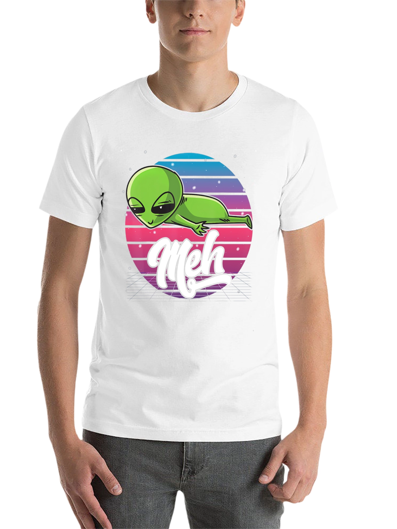 Black Meh Alien T-Shirt: Retro Space Design, Relaxed Fit view 14