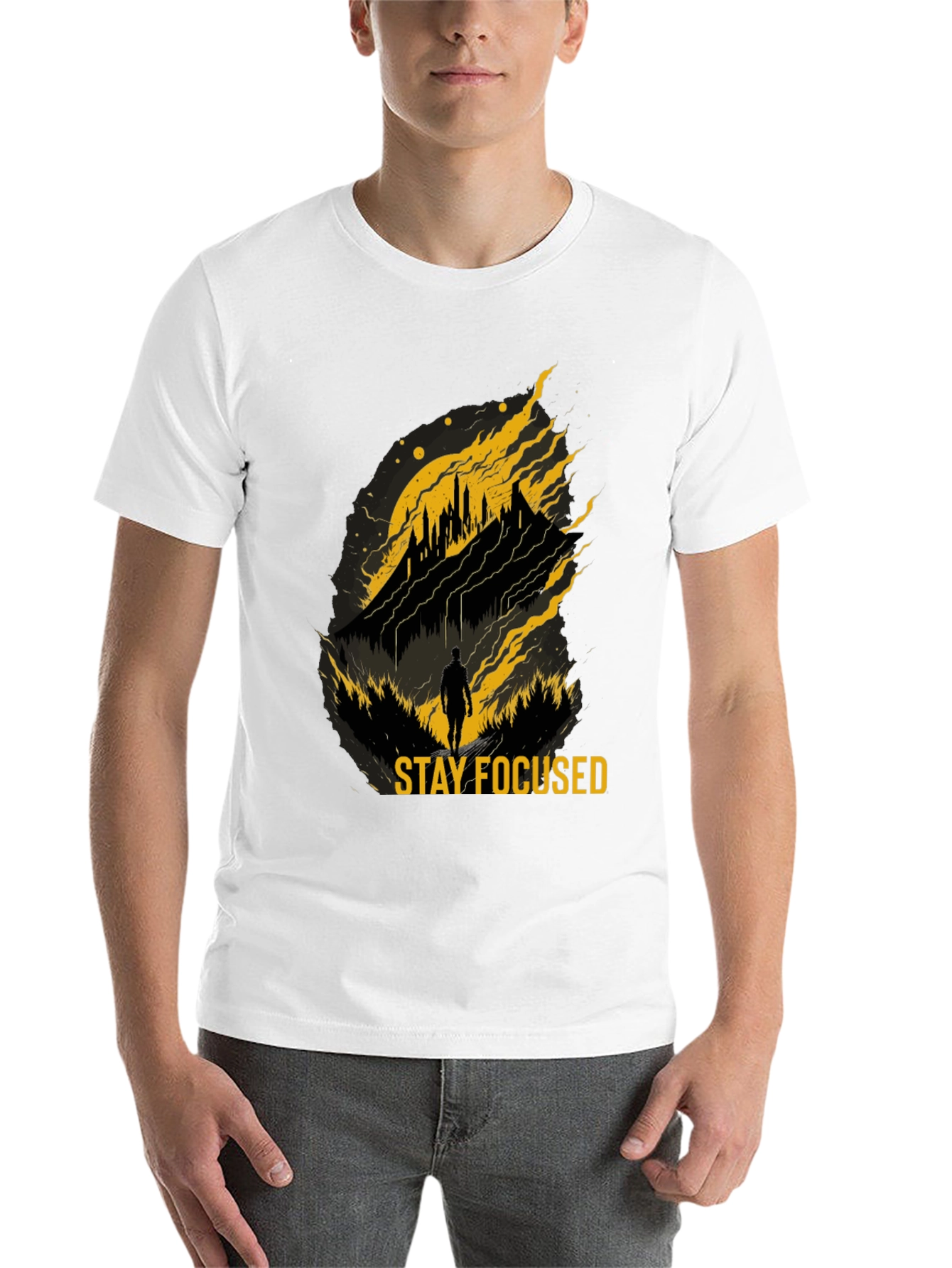 Black Stay Focused Graphic T-Shirt - Inspiring Design view 14