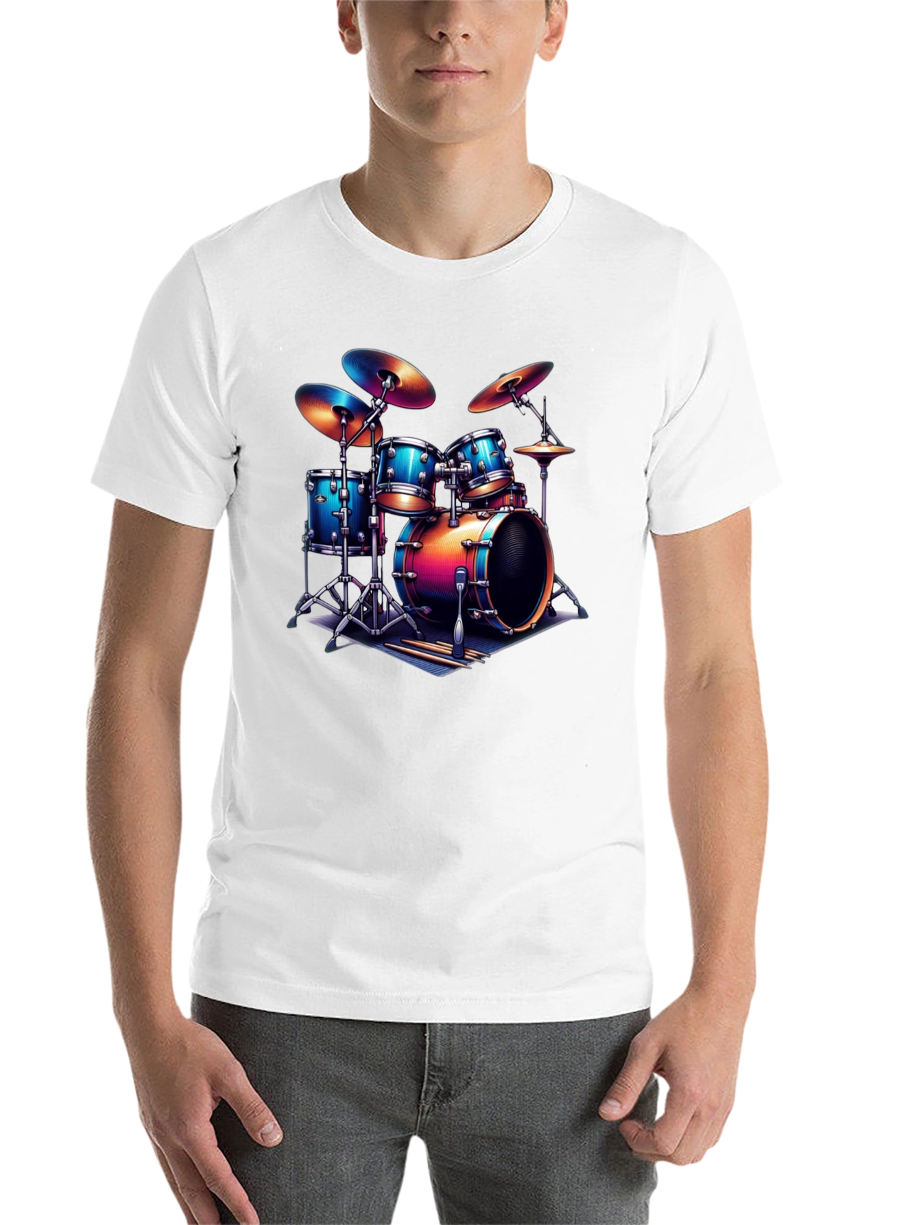 Black Drum Kit Graphic T-Shirt - Music Lover Tee view 14