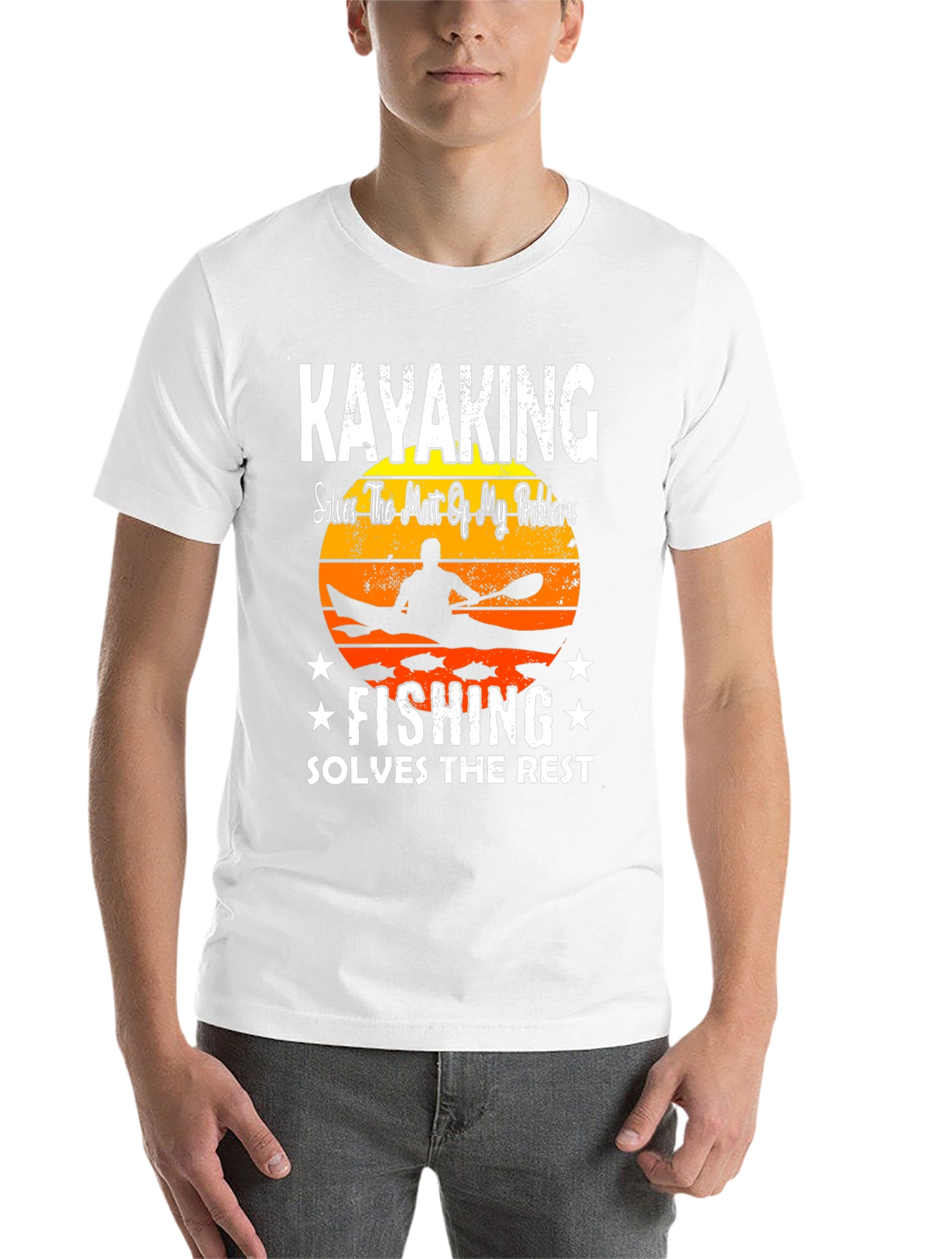 Black Kayaking and Fishing Graphic T-Shirt view 14