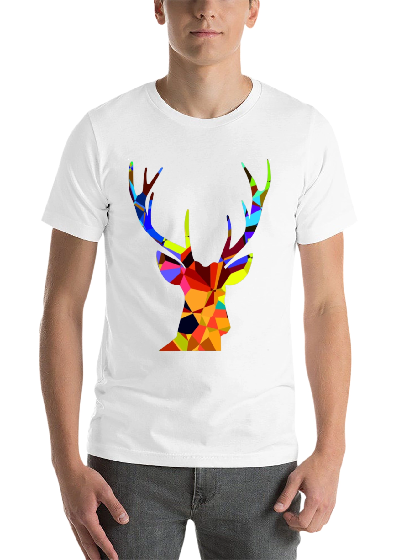 Black Geometric Deer Graphic T-Shirt view 14