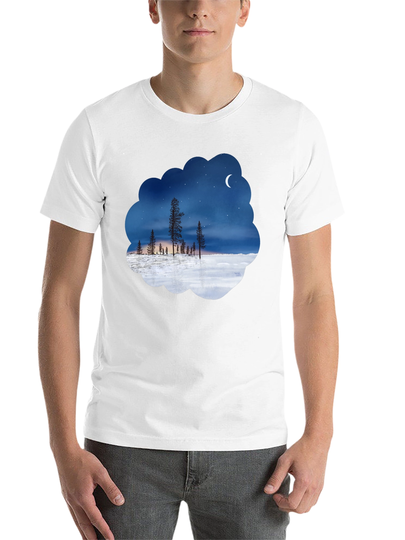 Black Night Sky Landscape Graphic Tee view 14