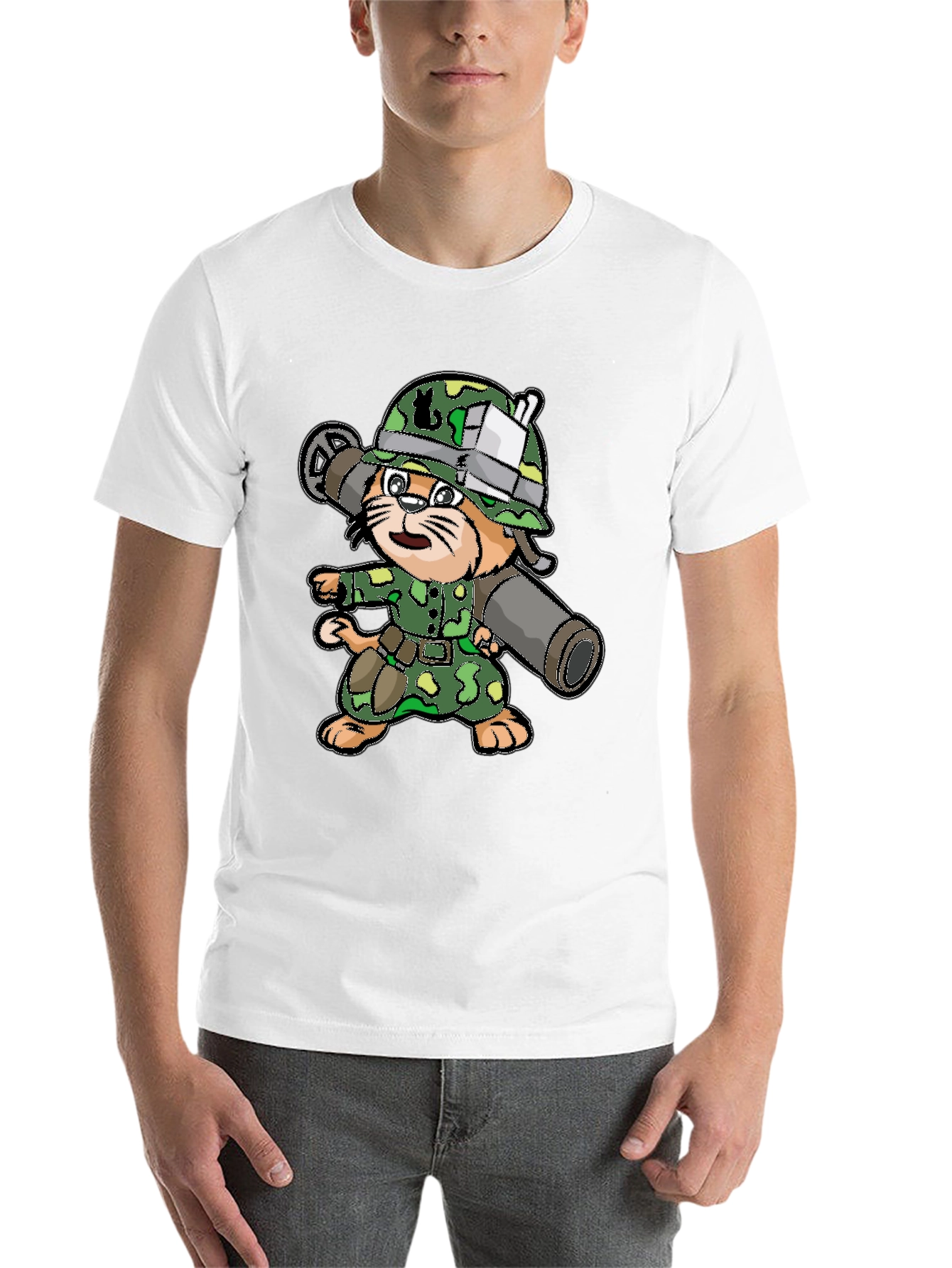 Black Army Cat T-Shirt - Funny Graphic Tee view 14