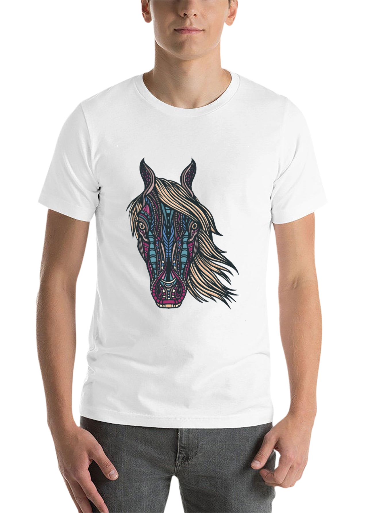 Black Horse Graphic Print Black T-Shirt view 14