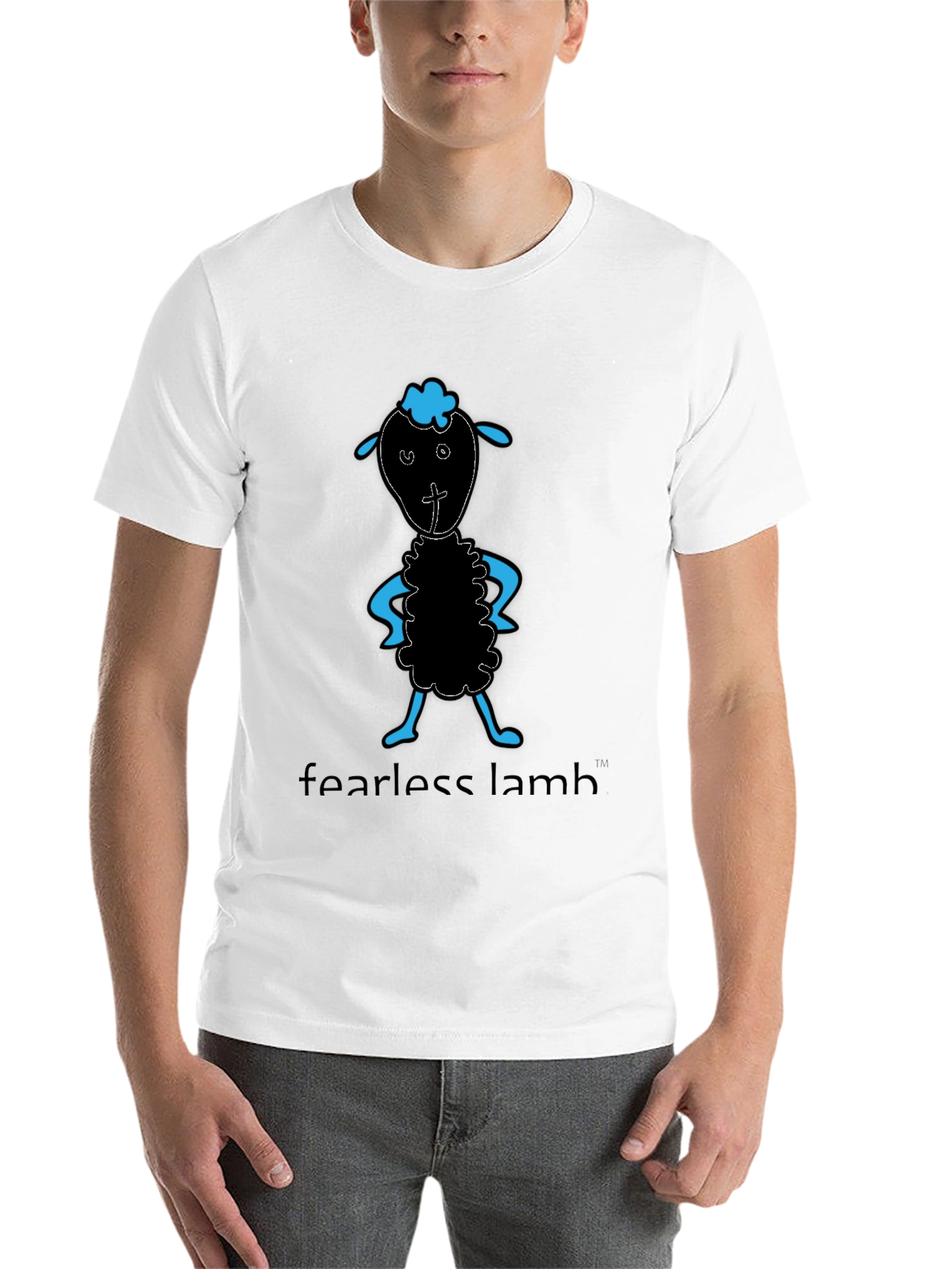Black Fearless Lamb Graphic Tee - Black Cotton T-Shirt view 14