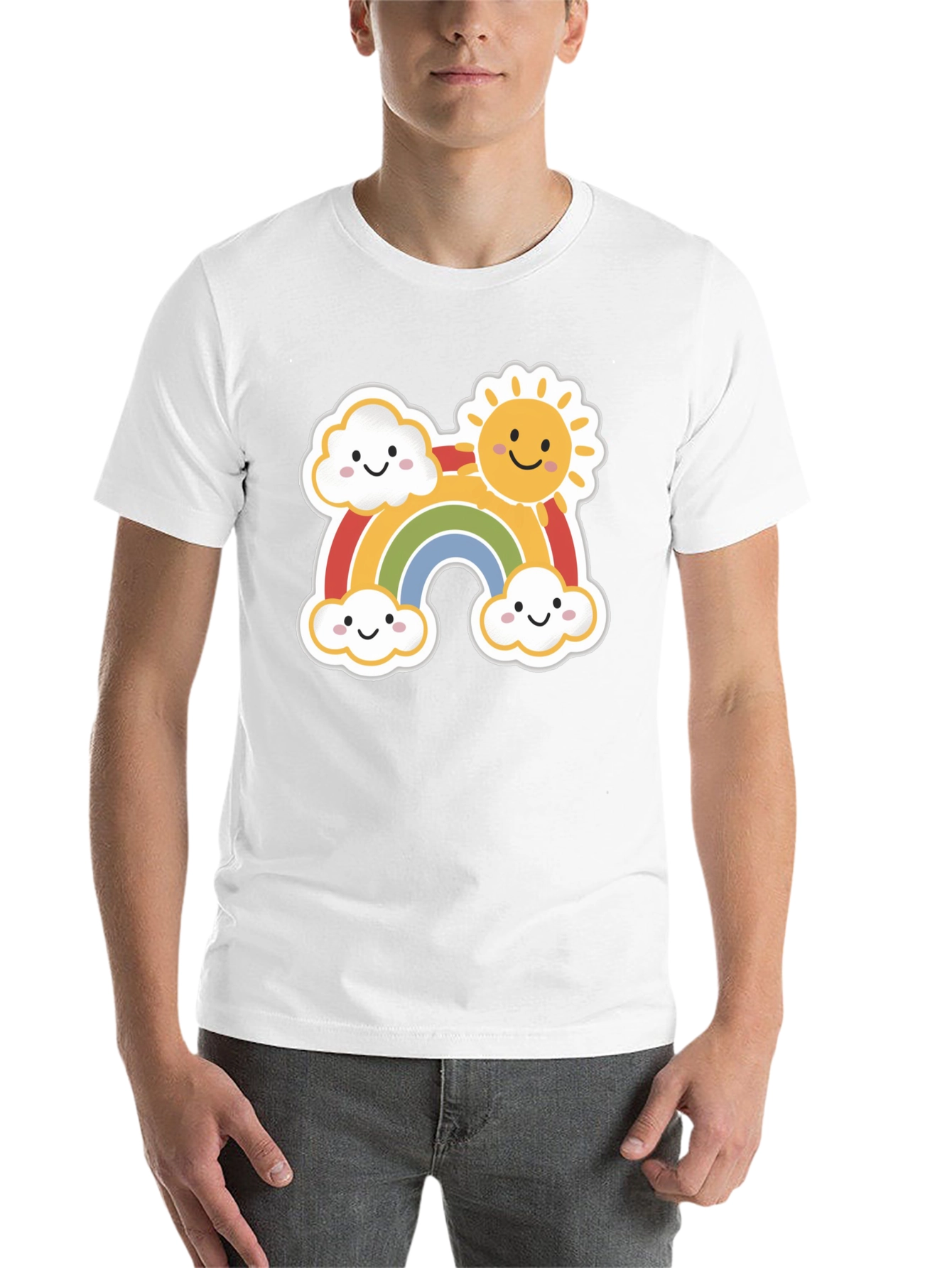 Black Cute Rainbow & Sun Graphic Tee - Black Cotton Shirt view 14