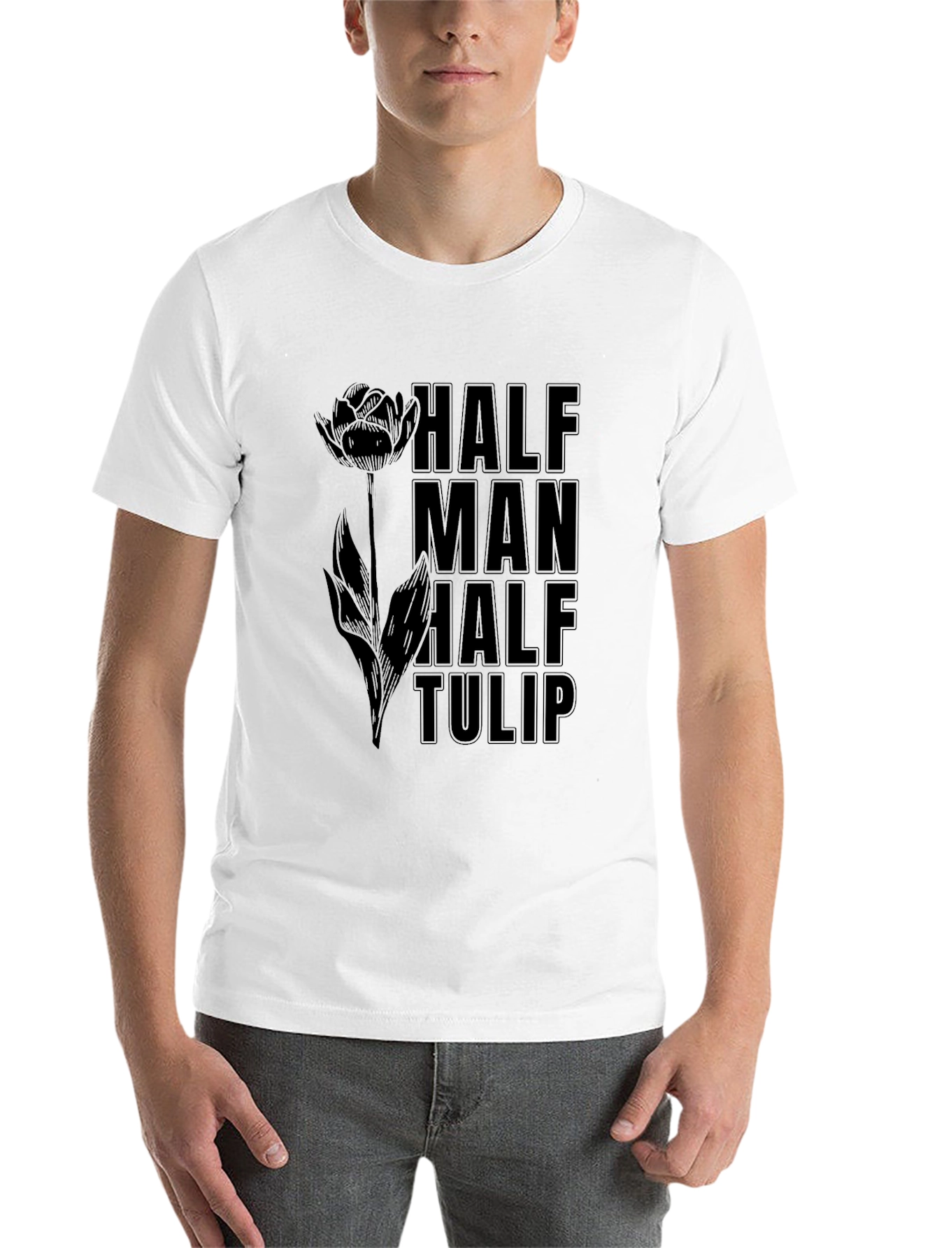 Black Half Man Half Tulip Graphic Tee view 14