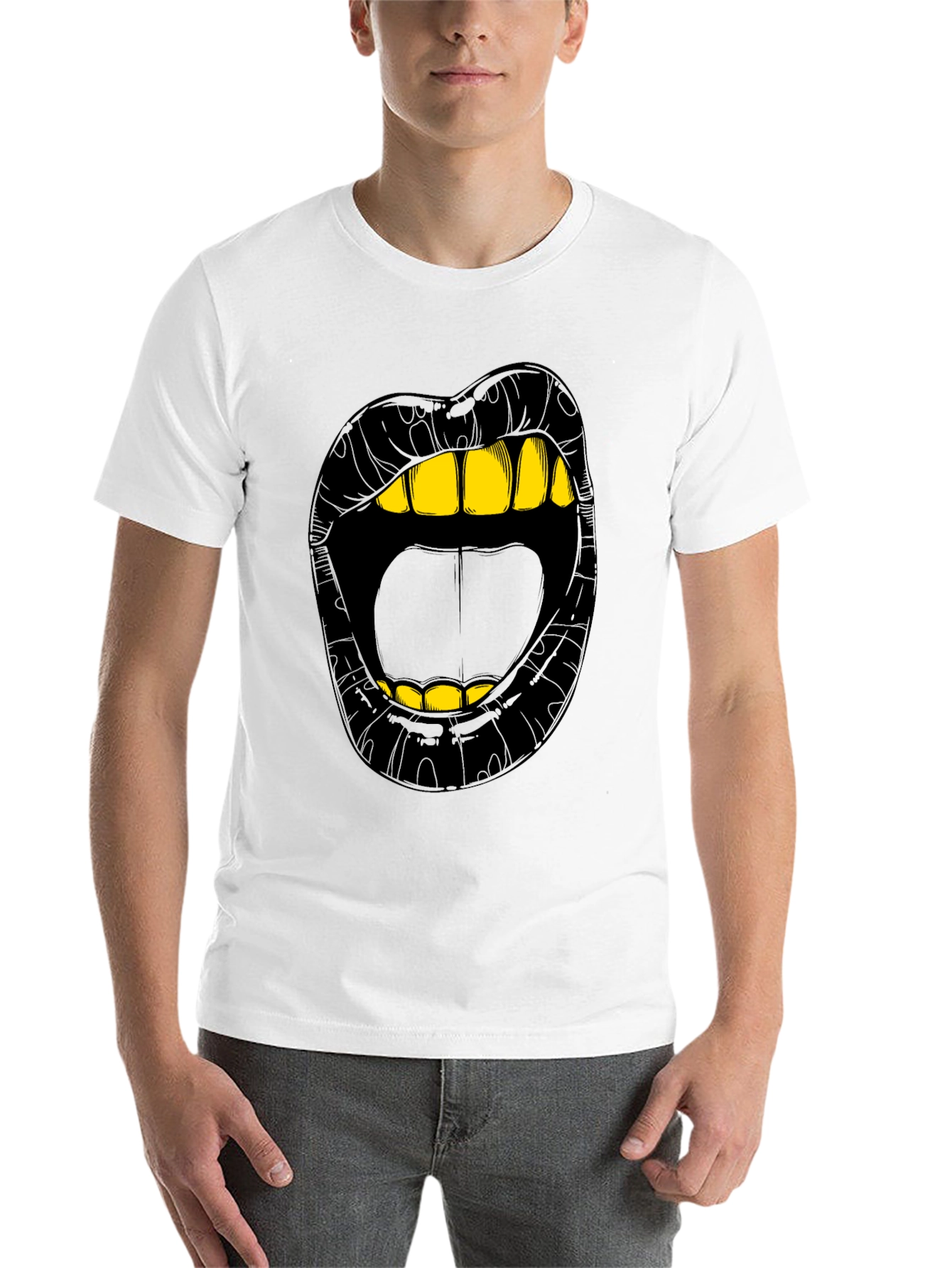 Black Bold Lip Graphic Tee - Gold Teeth Black Shirt view 14