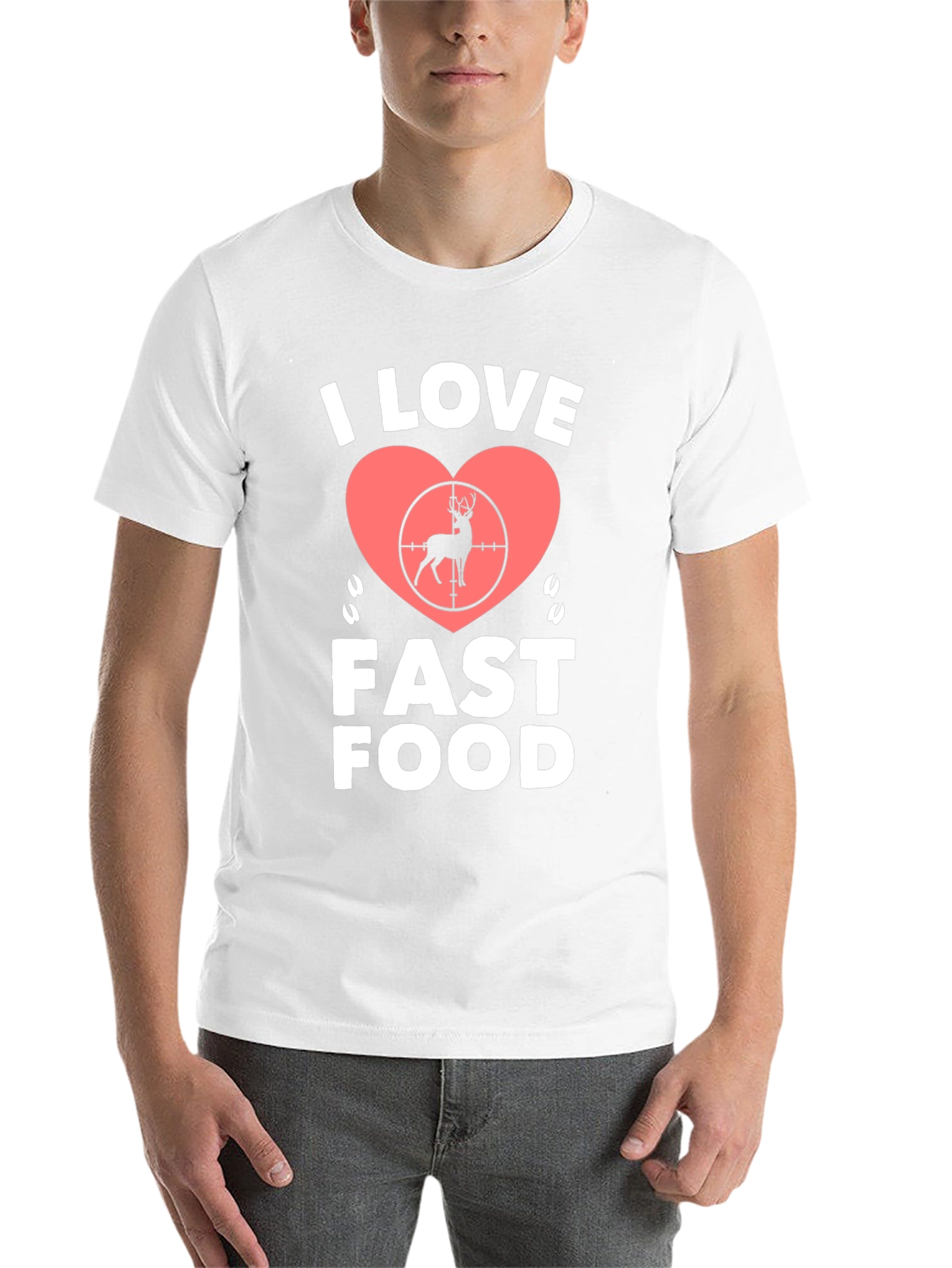 Black I Love Fast Food Deer Hunting T-Shirt view 14
