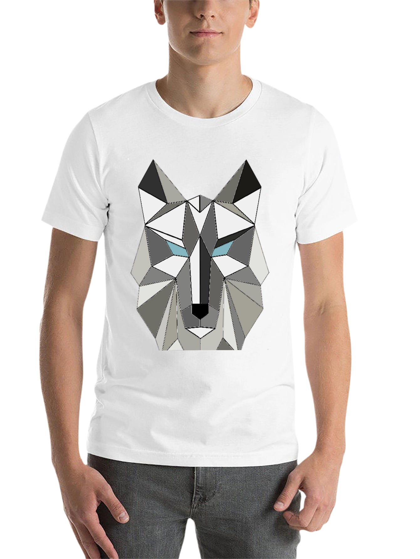 Black Geometric Wolf Graphic Tee - Modern Style view 14