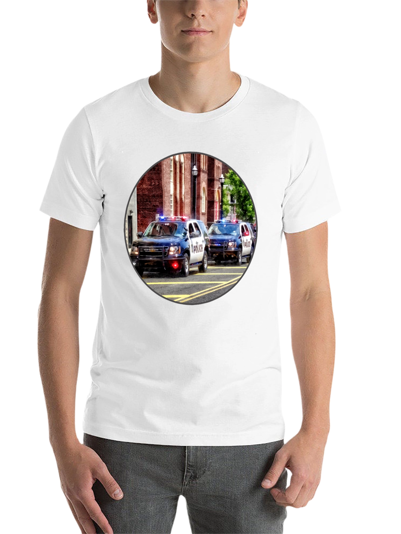 Black Police Car Graphic T-Shirt view 14