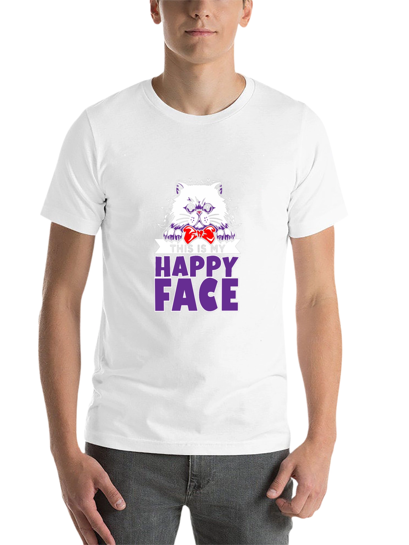 Black Happy Face Cat T-Shirt - Funny Pet Lover Tee view 14