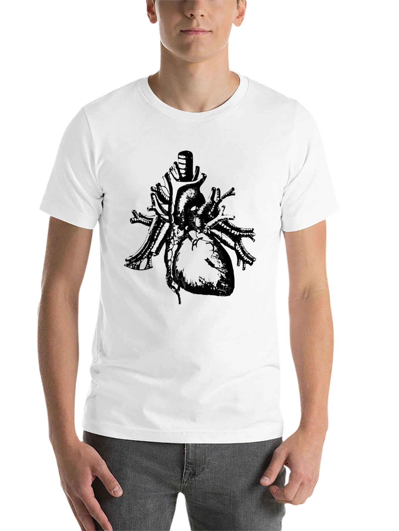 Black Anatomical Heart Graphic Print T-Shirt view 14