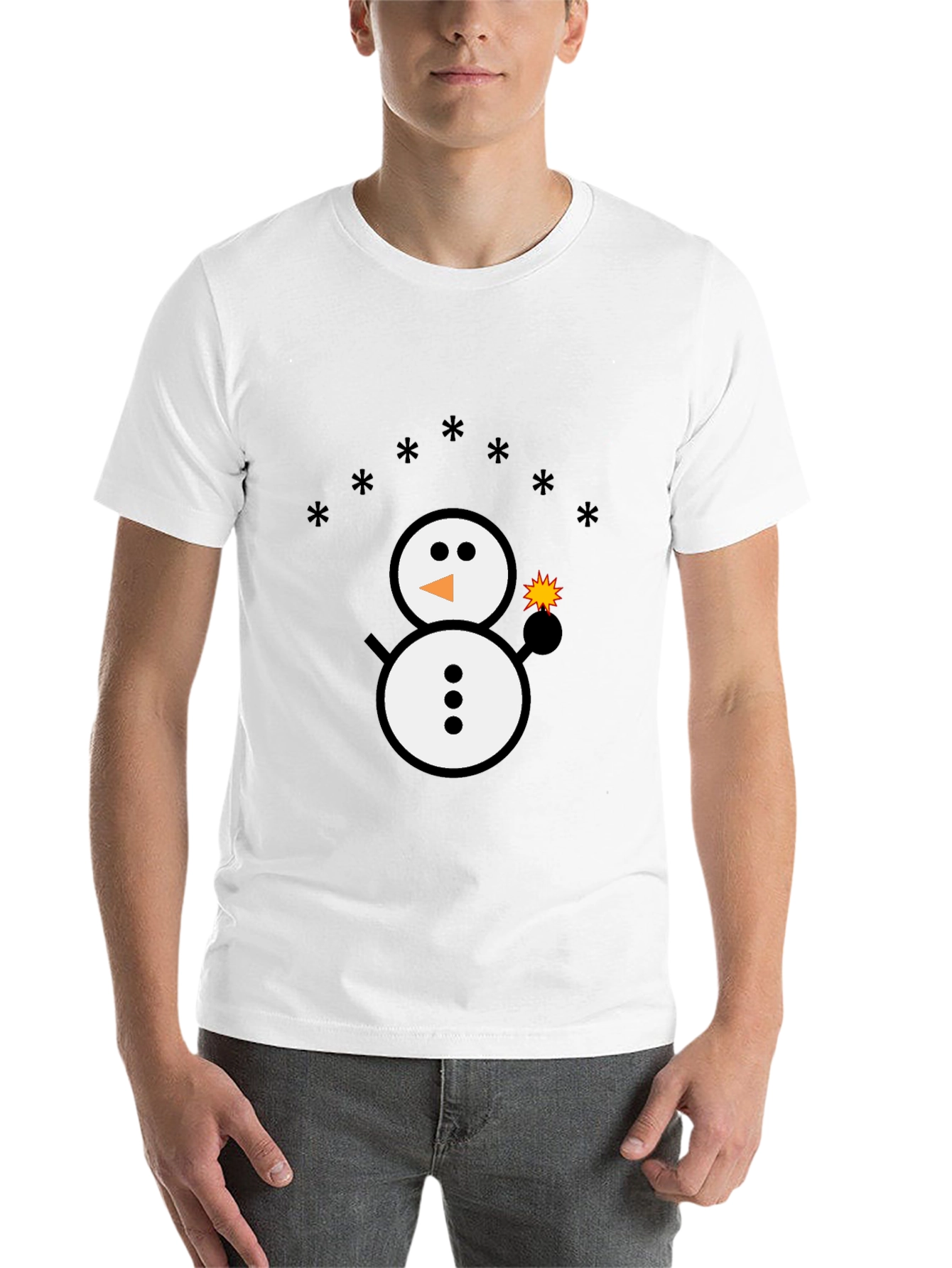 Black Snowman Sparkler Graphic Tee - Black Cotton Blend view 14