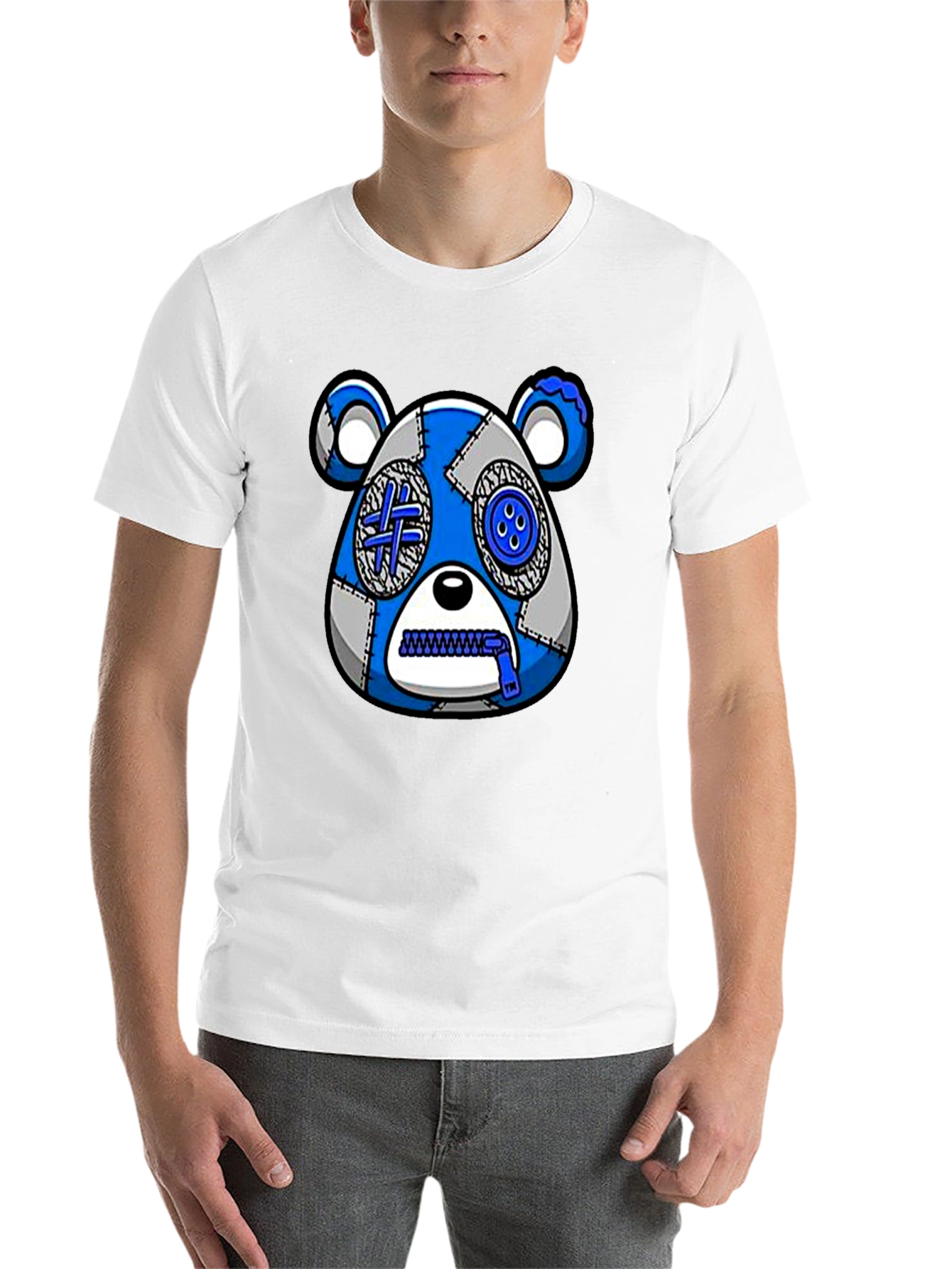 Black Unique Bear Graphic Print Crew Neck T-Shirt view 14