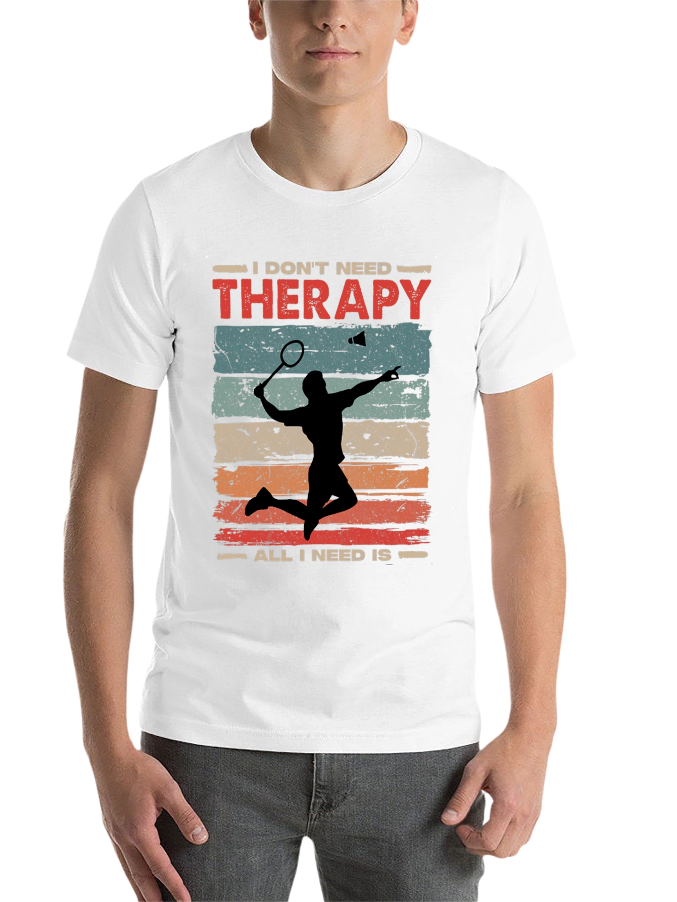 Black Badminton Therapy Tee - I Don't Need Therapy T-Shirt view 14