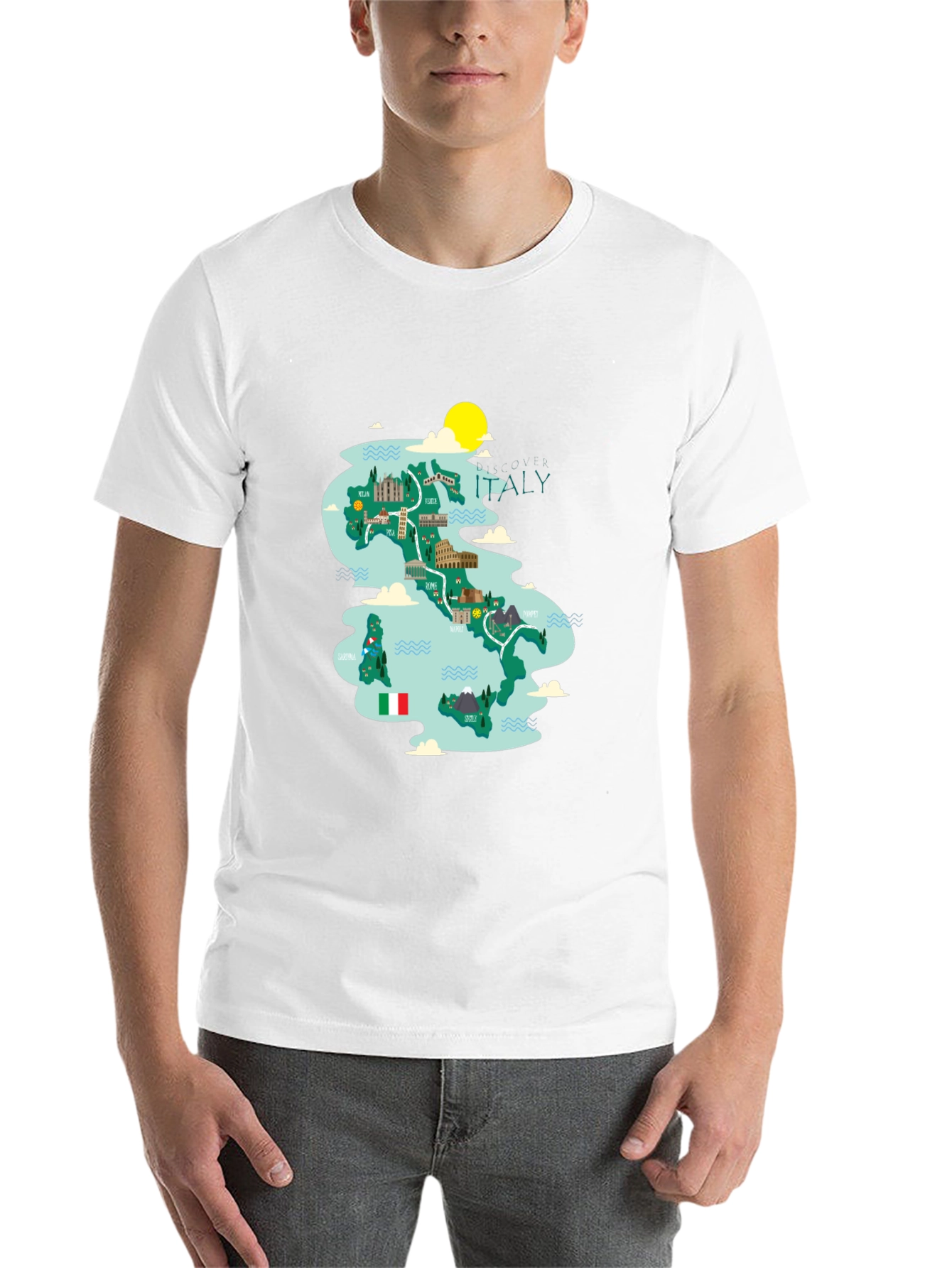 Black Italy Map Graphic Tee - Travel Souvenir view 14