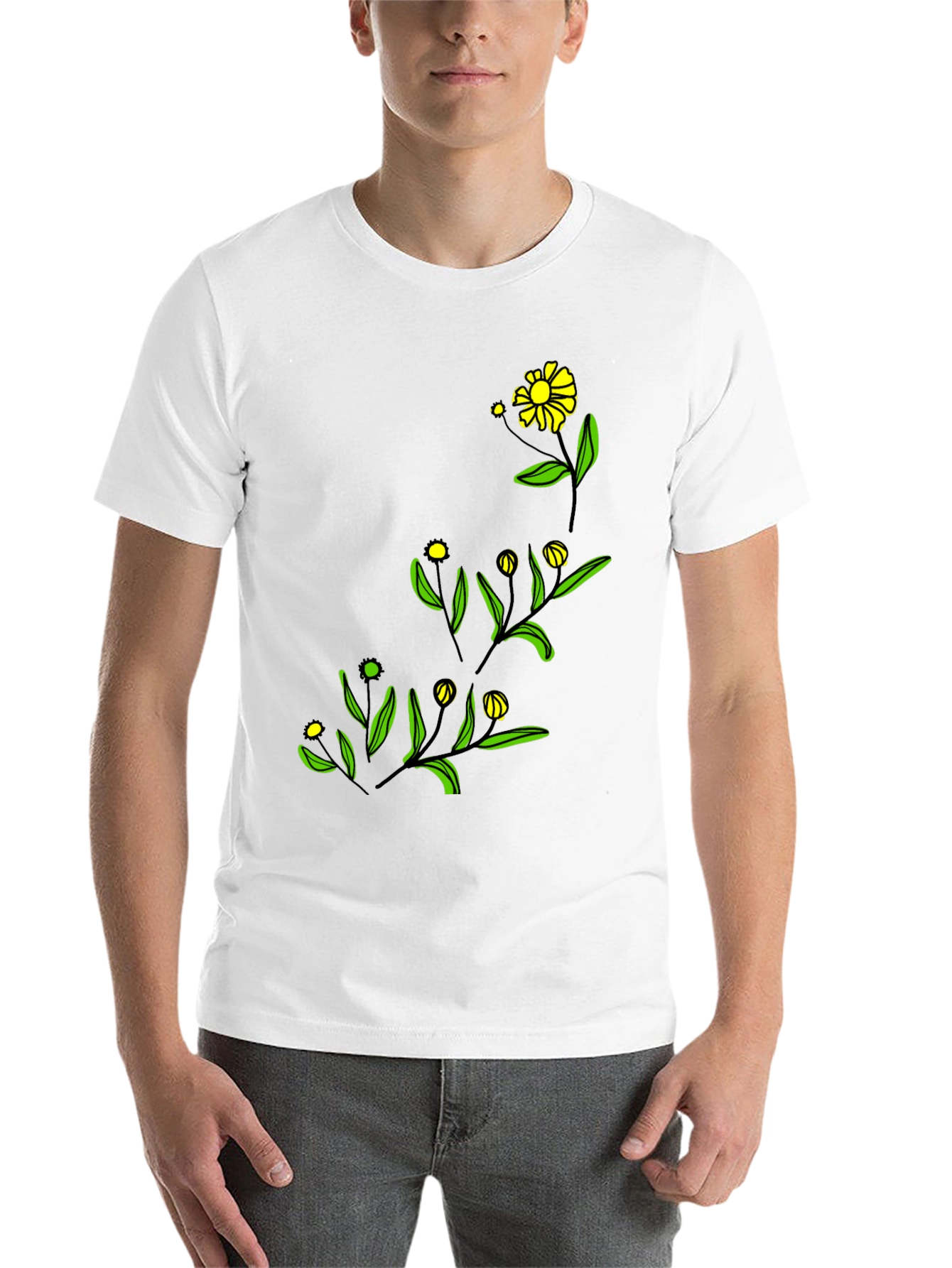 Black Black Floral Graphic Tee - Modern Botanical Design view 14