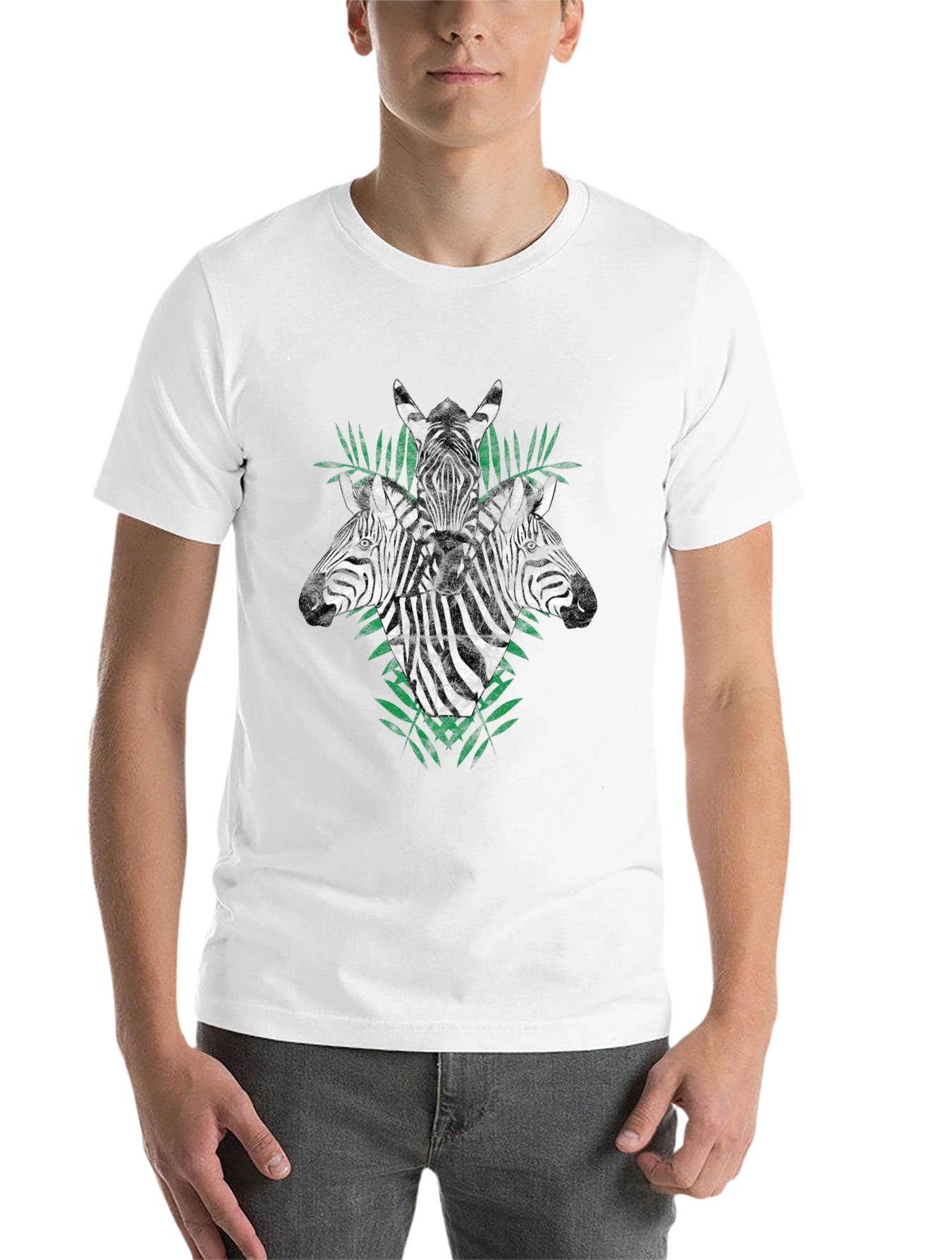 Zebra Head Graphic Print Black T-Shirt - 14