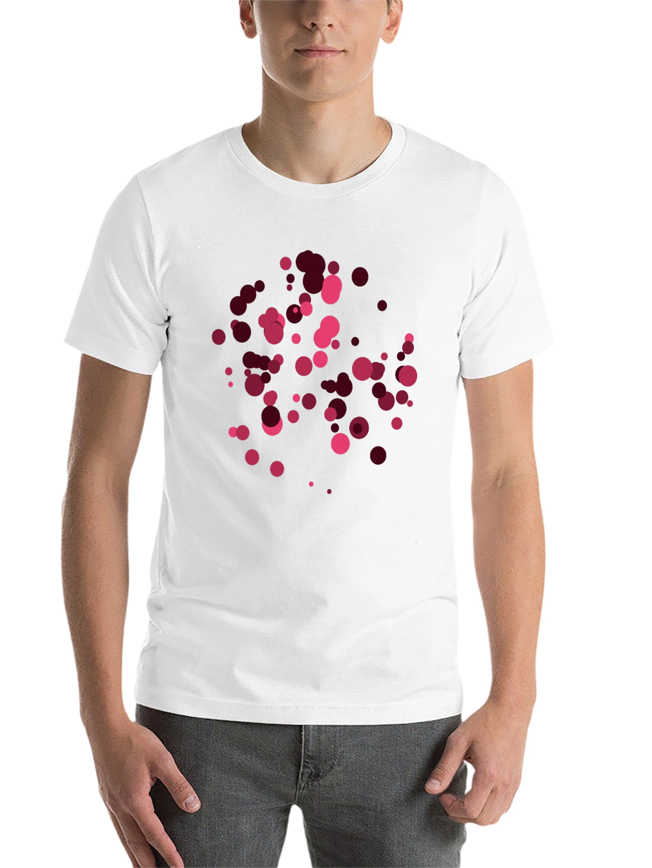 Black Modern Abstract Dot Pattern Black T-Shirt view 14