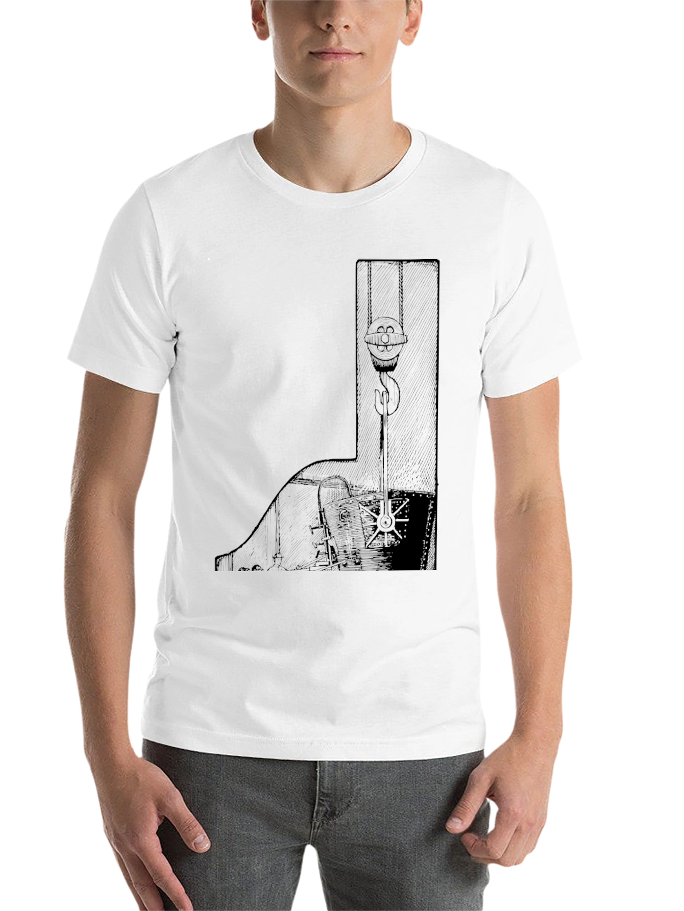 Black Men's Black Graphic Tee - Crane Design view 14