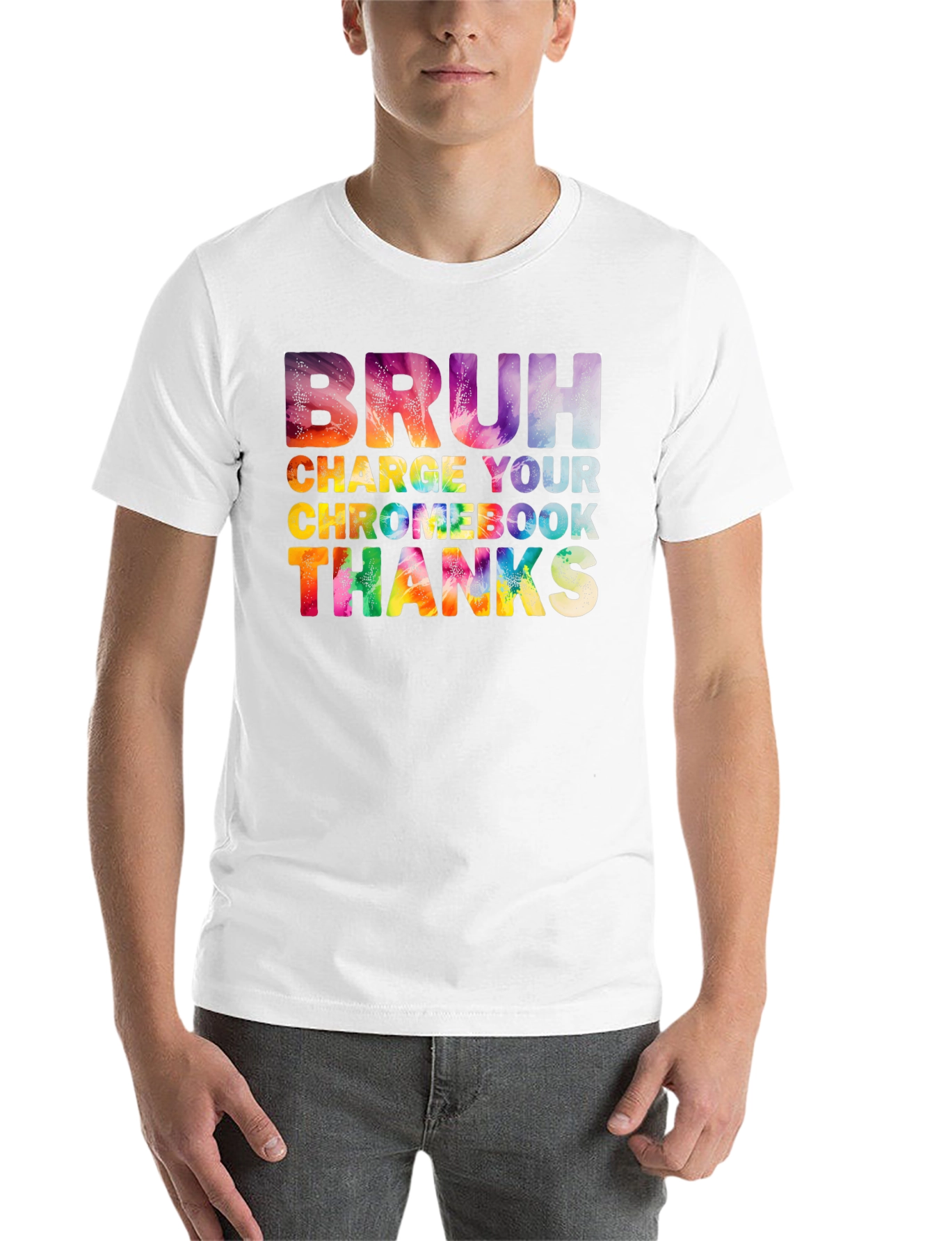 Black Bruh Charge Your Chromebook Graphic T-Shirt view 14
