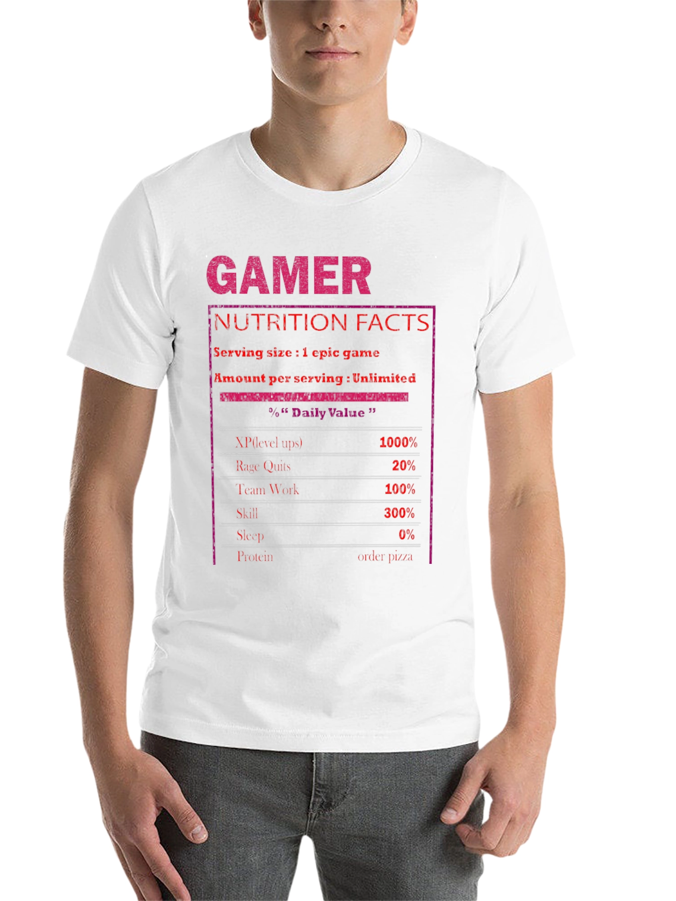 Black Gamer Nutrition Facts T-Shirt view 14