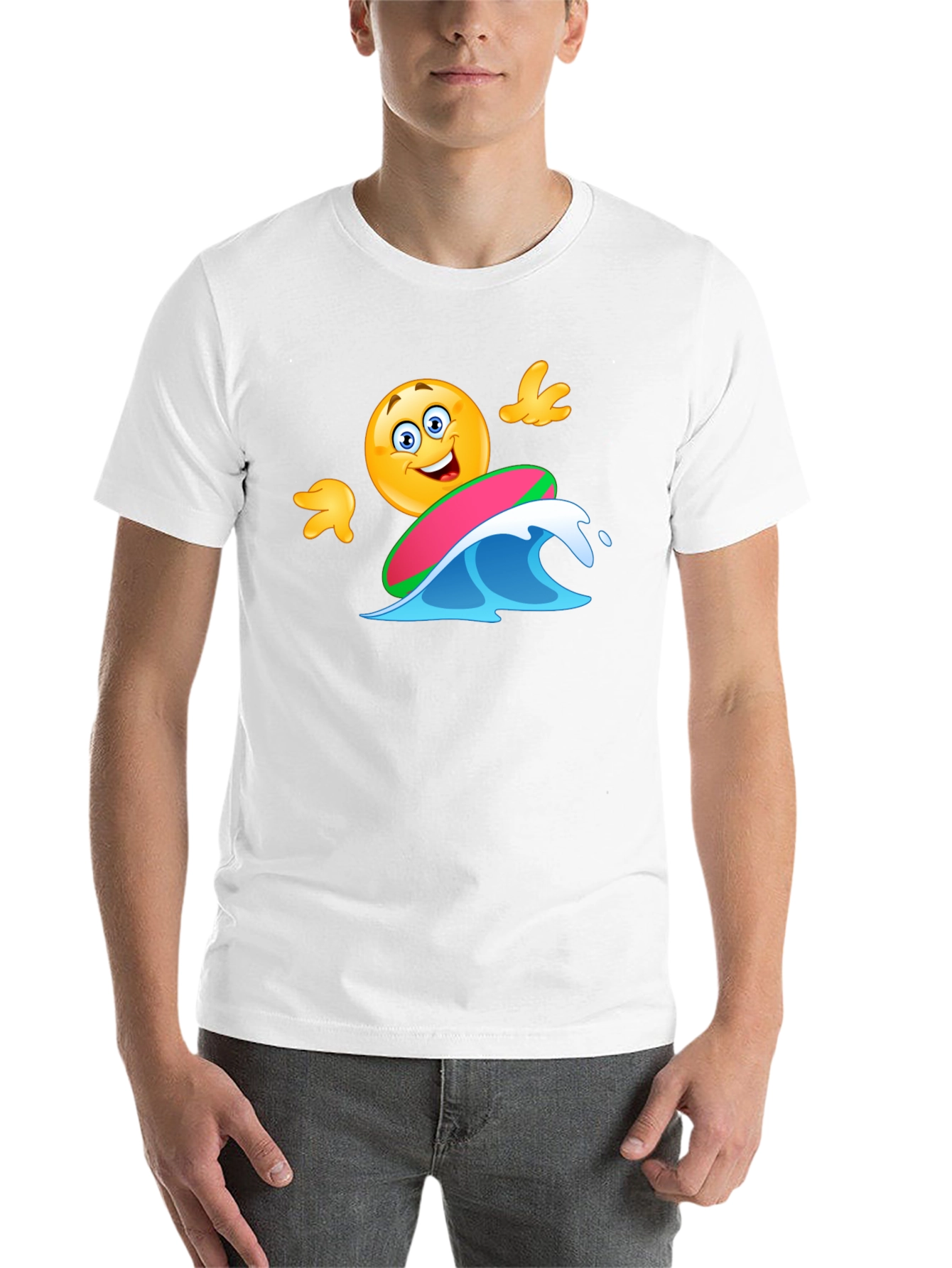 Black Surfing Emoji T-Shirt - Fun Graphic Tee view 14