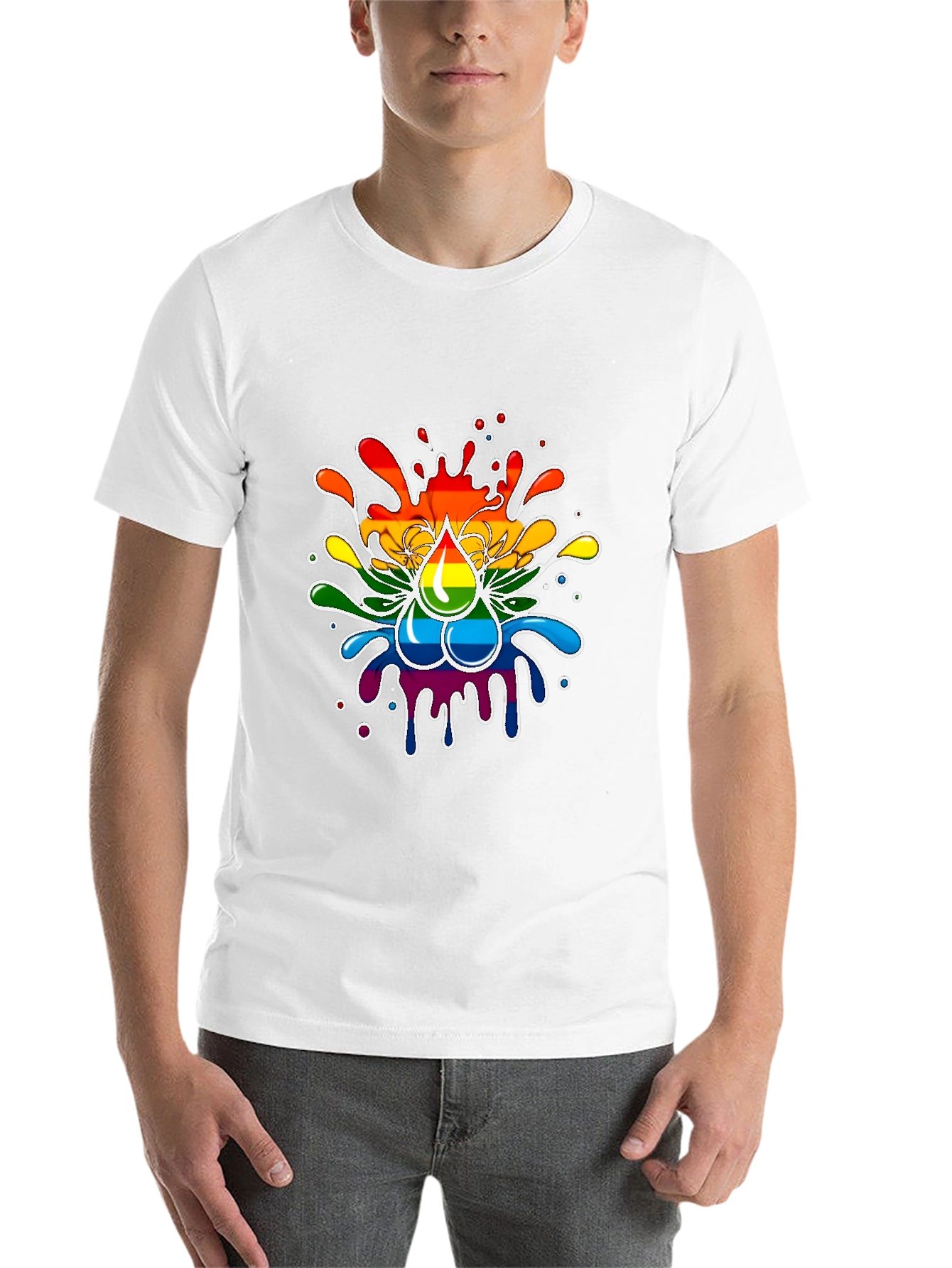 Black Rainbow Splash T-Shirt - Pride Inspired Design view 14