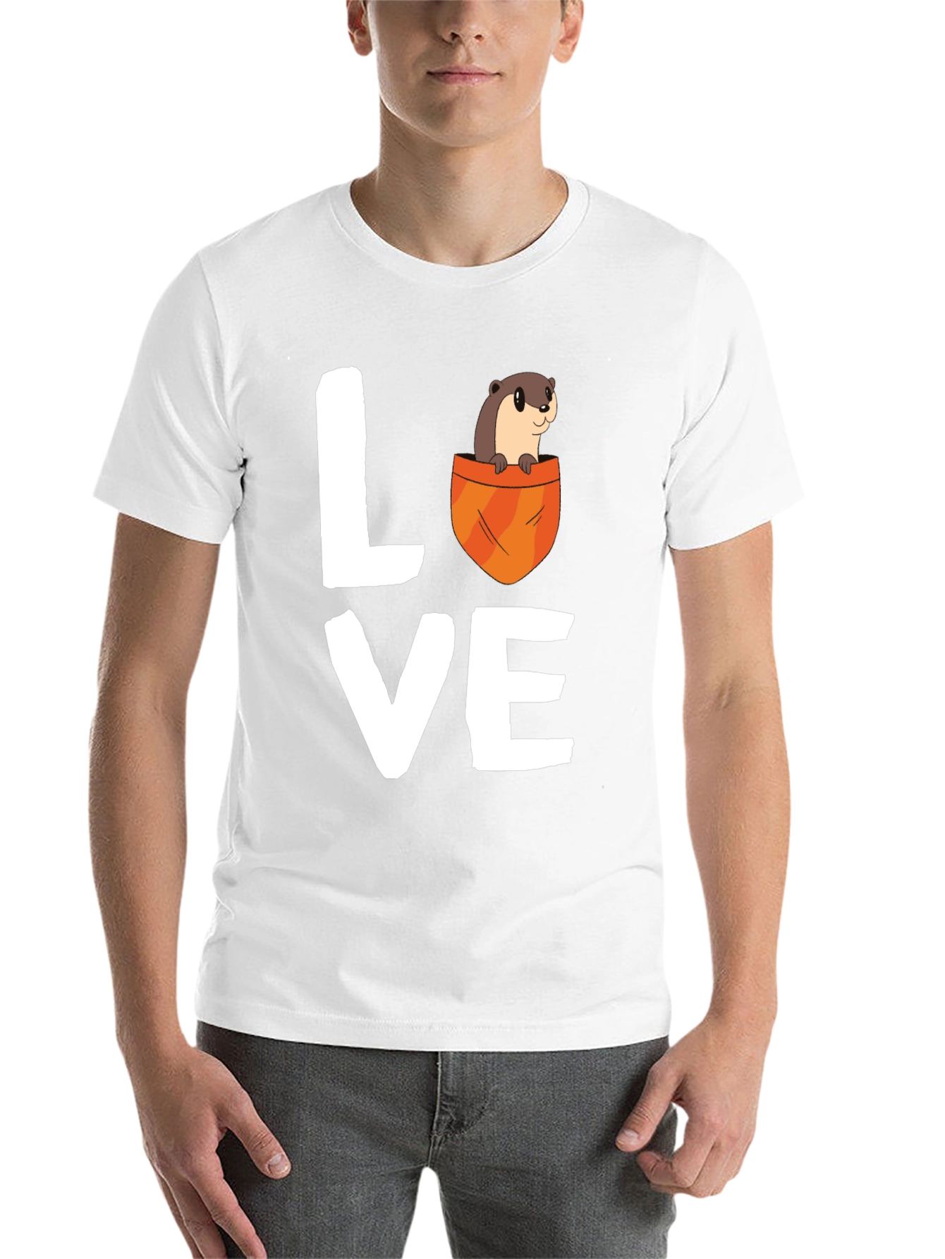 Black Otter Love Graphic T-Shirt - Unisex Cotton Tee view 14
