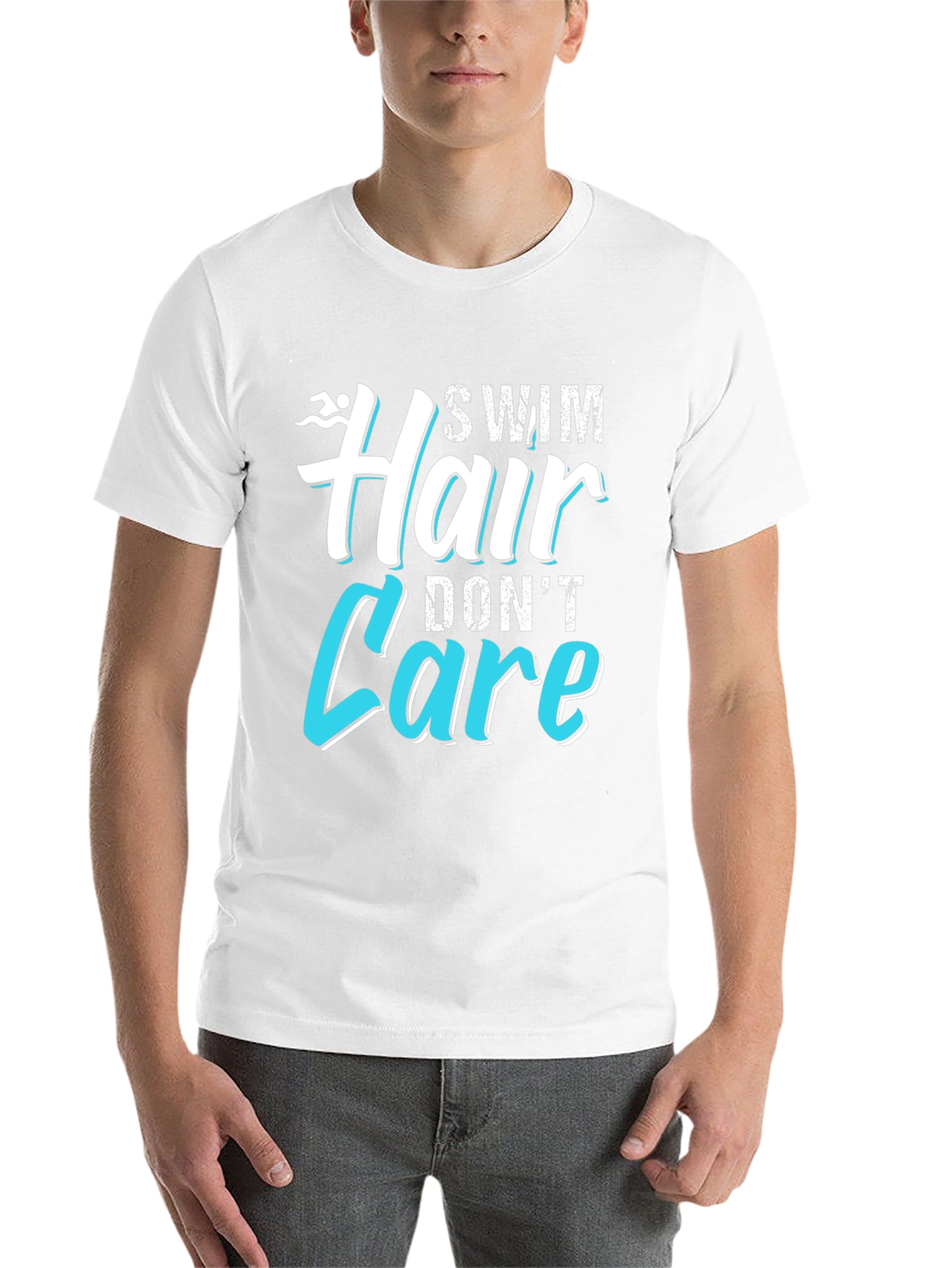 Black Swim Hair Don't Care T-Shirt view 14