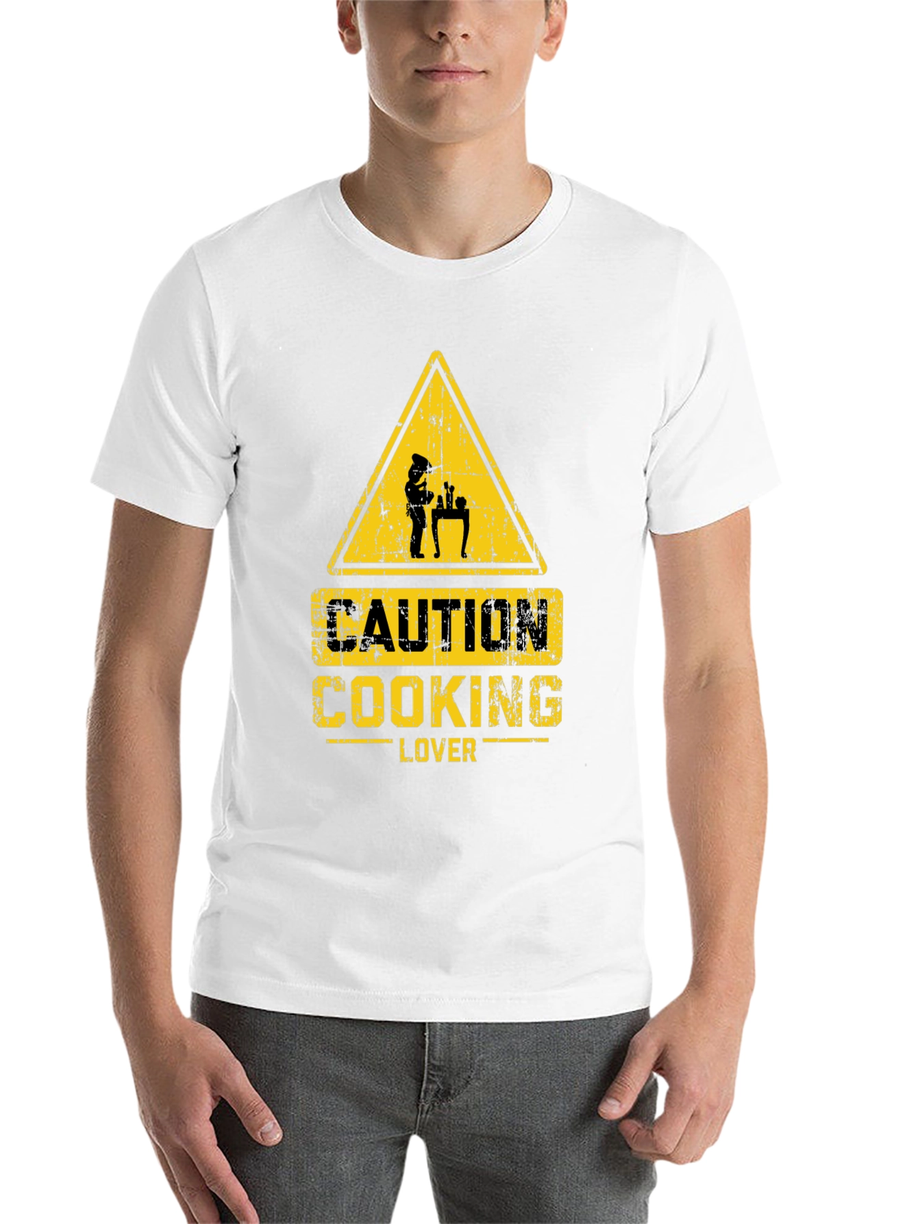 Black Caution Cooking Lover T-Shirt - Black view 14