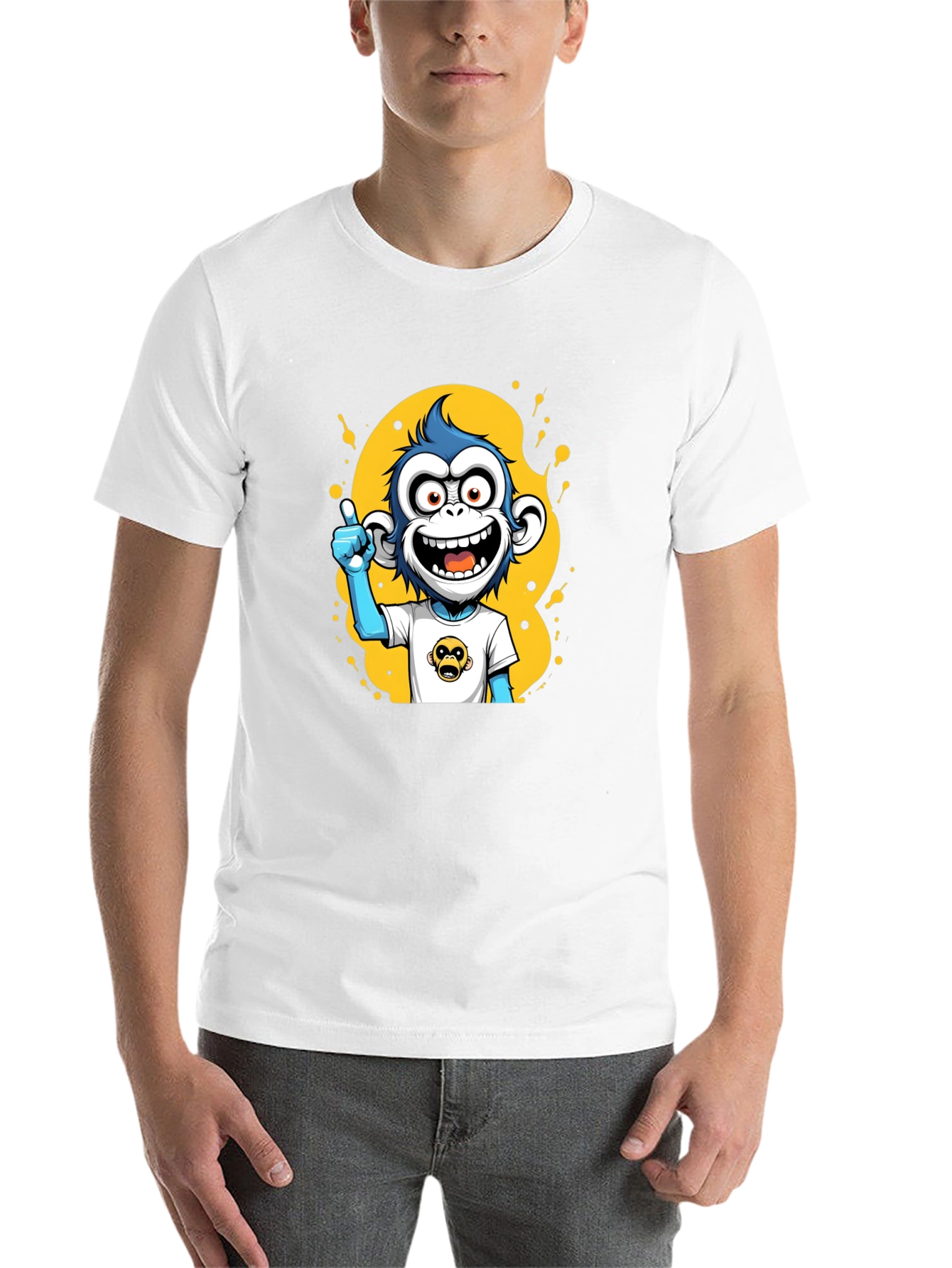 Black Cartoon Monkey Graphic Black T-Shirt view 14
