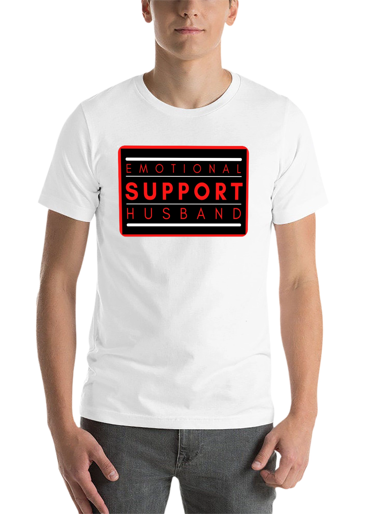 Black Emotional Support Husband Graphic Tee view 14