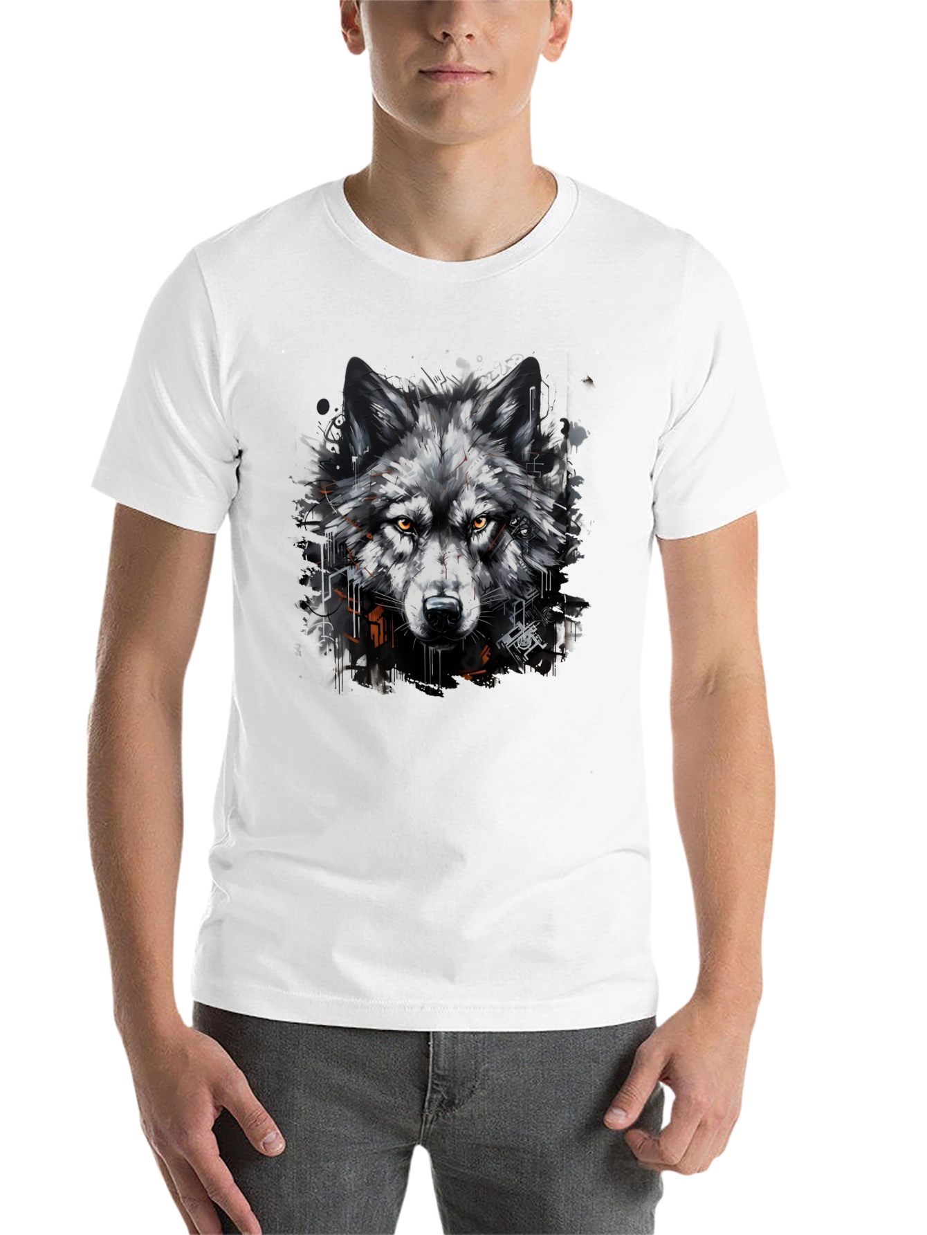 Black Wolf Graphic Print Black T-Shirt view 14