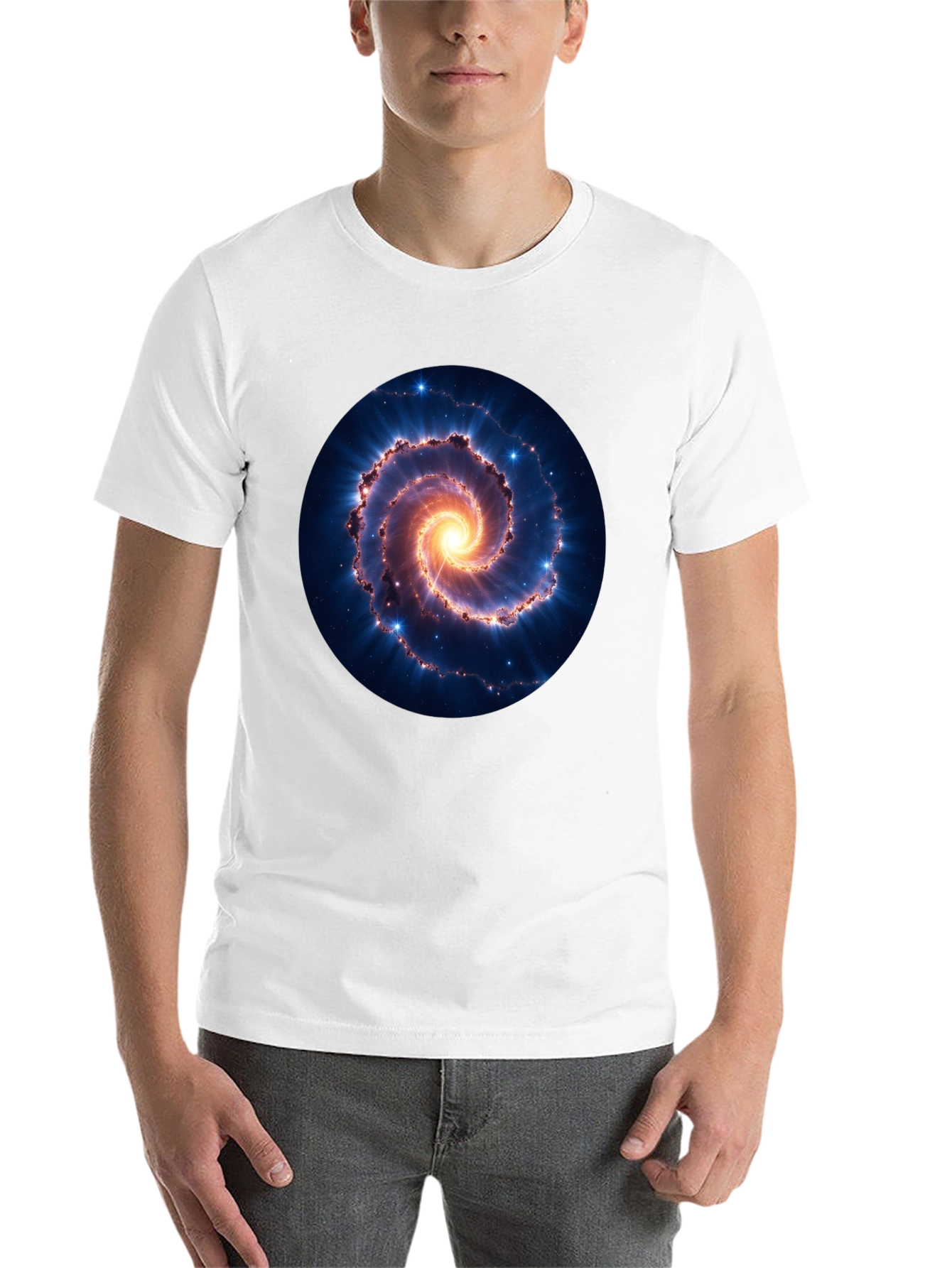 Black Spiral Galaxy Graphic Tee - Black Cotton Blend view 14